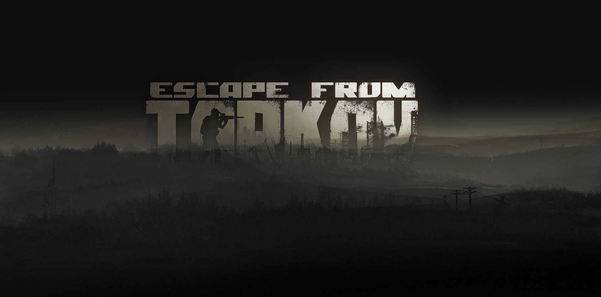 Escape from Tarkov logo over foggy landscape HD Wallpaper