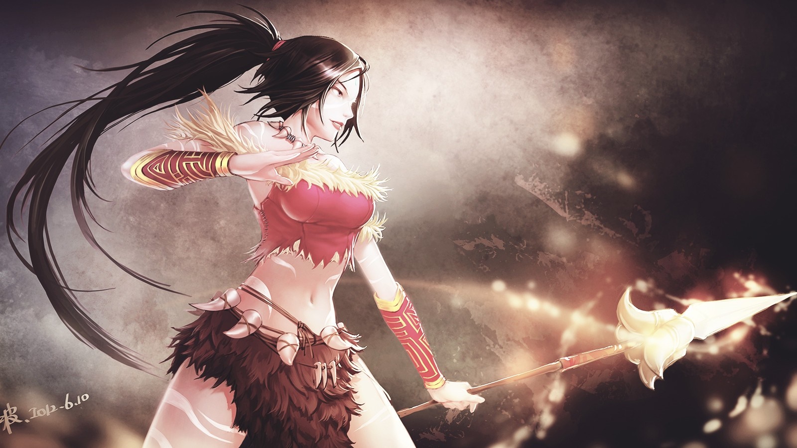 Nidalee from League of Legends with a spear HD Wallpaper
