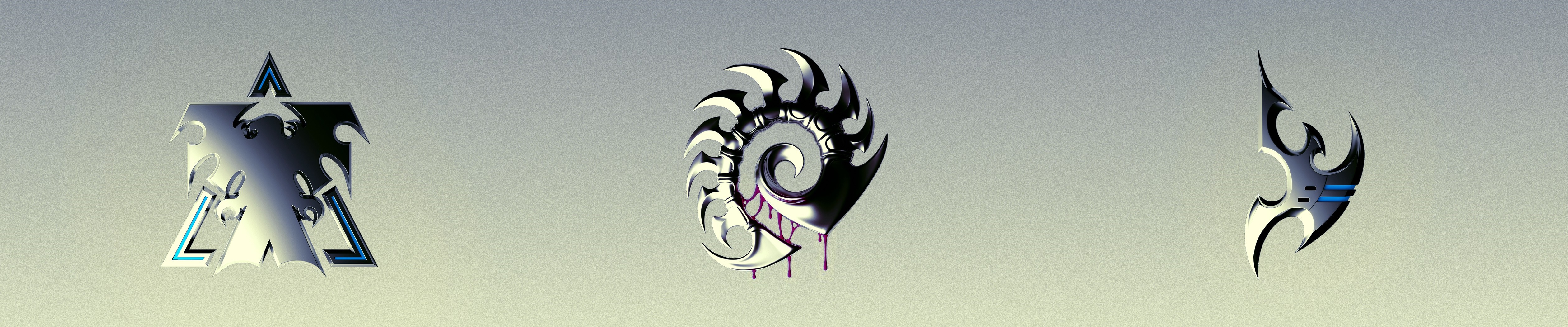 Starcraft II faction symbols: Terran, Zerg, Protoss HD Wallpaper