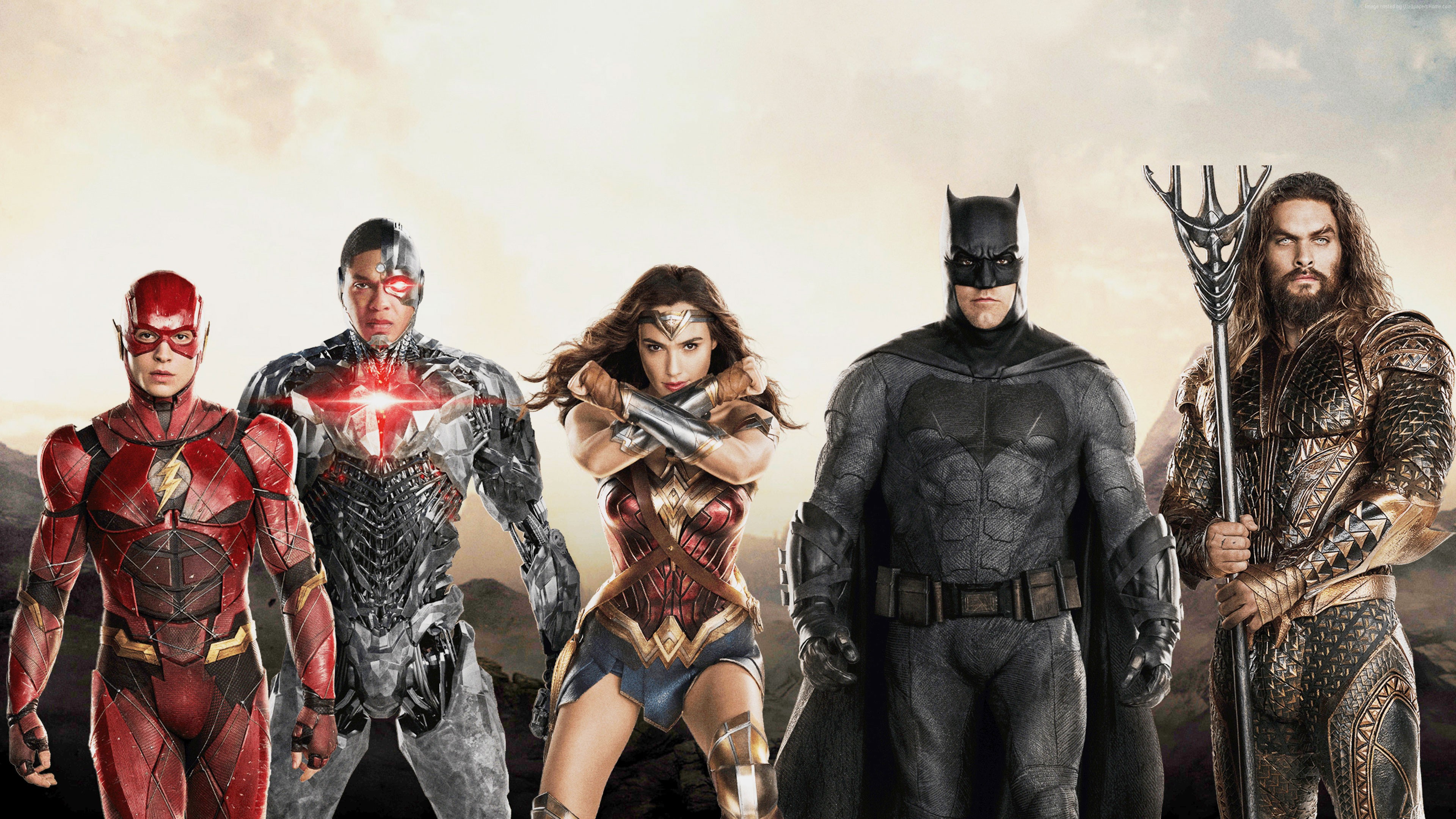 Justice League: The Flash, Cyborg, Wonder Woman, Batman, Aquaman HD Wallpaper