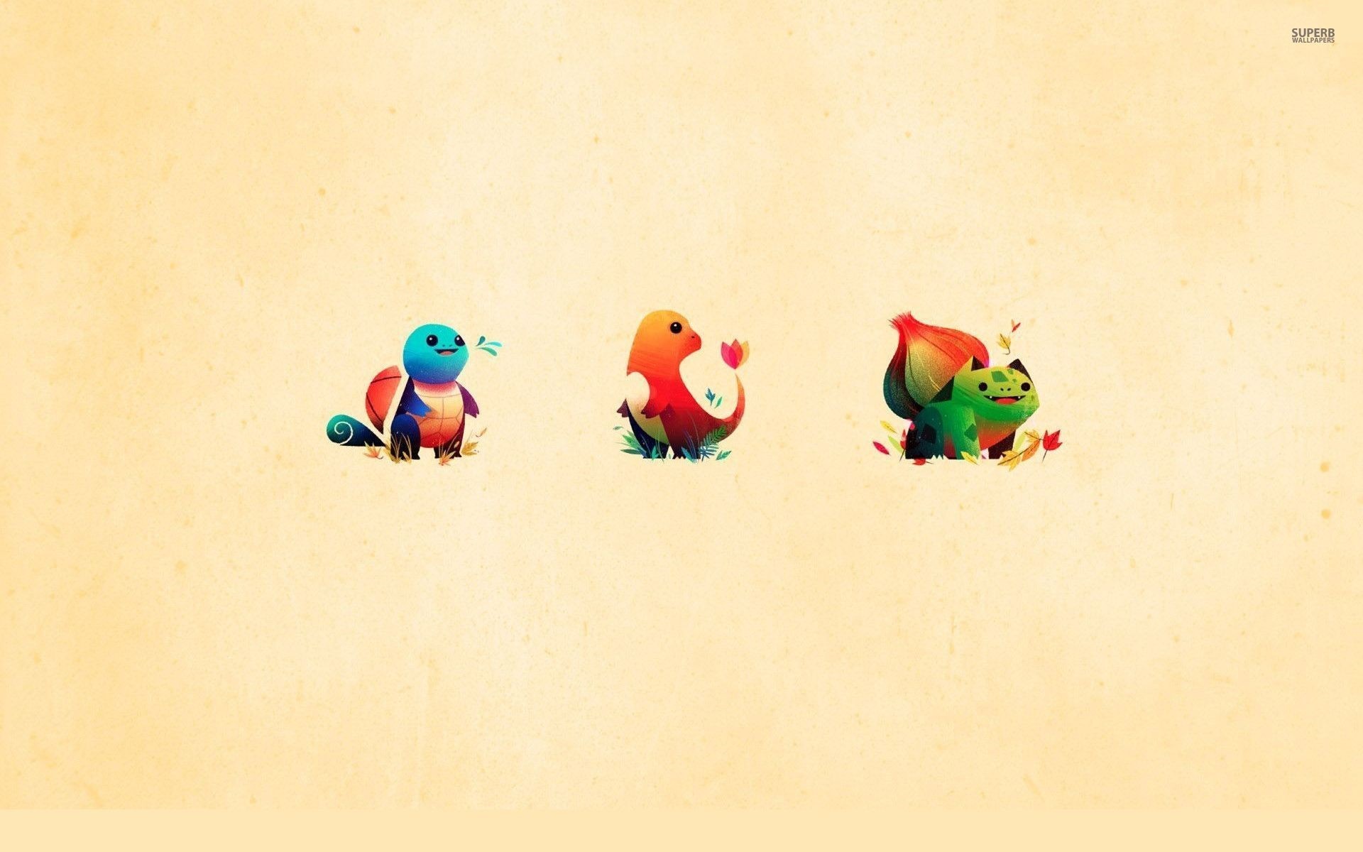Squirtle, Charmander, and Bulbasaur from Pokemon HD Wallpaper