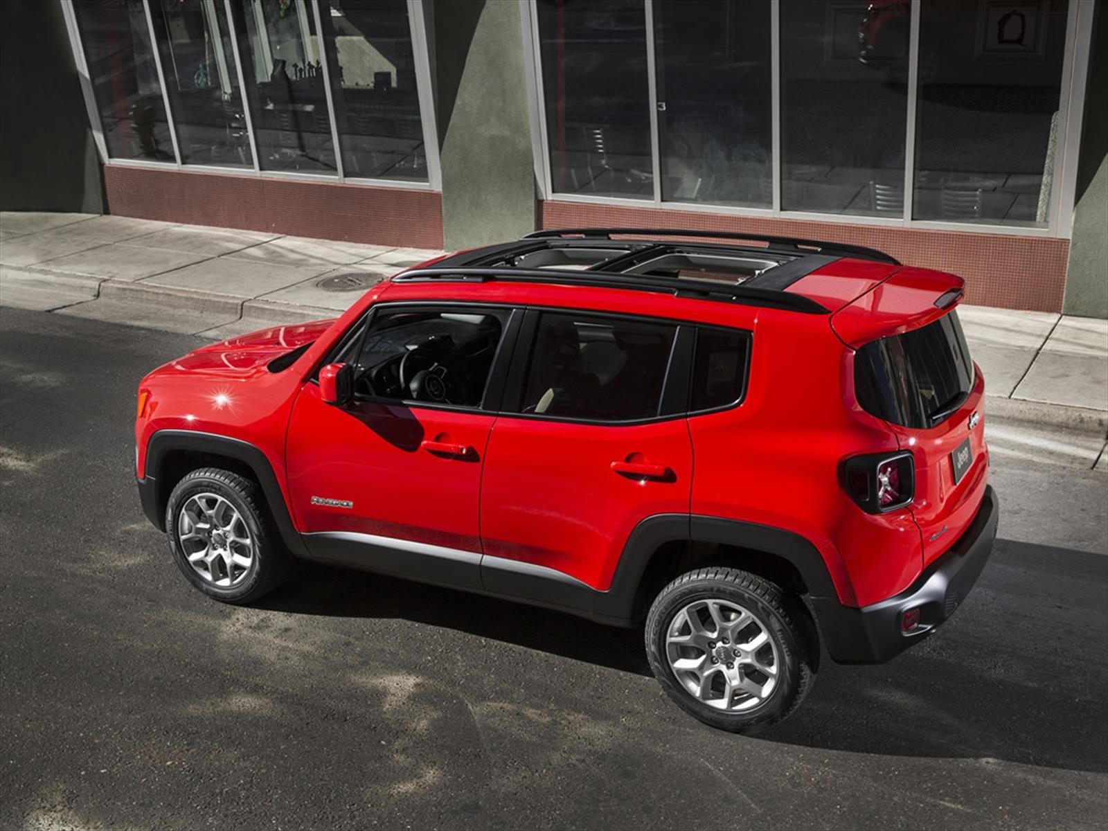 Red Jeep Renegade parked on a city street HD Wallpaper