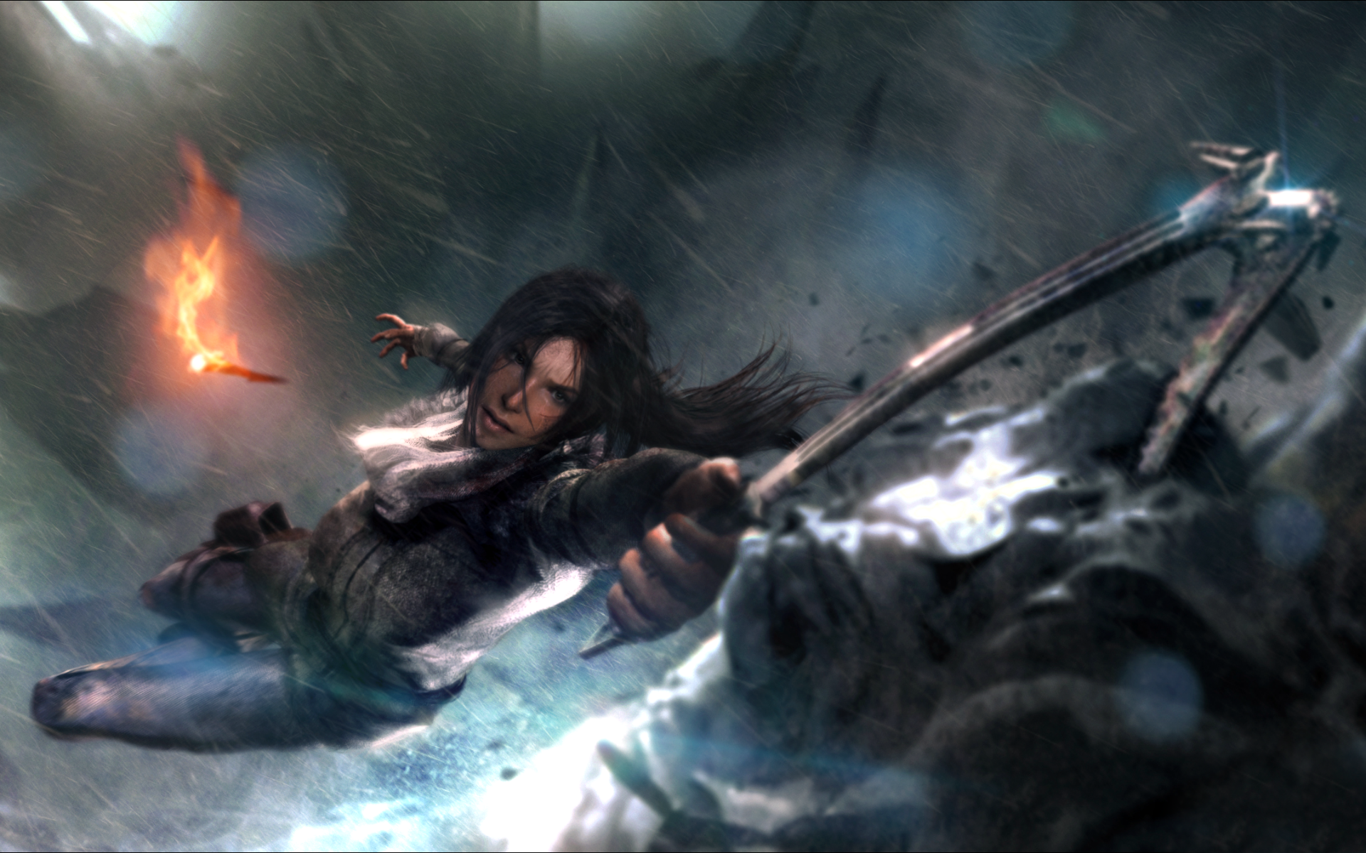 Lara Croft from Rise of the Tomb Raider in action HD Wallpaper