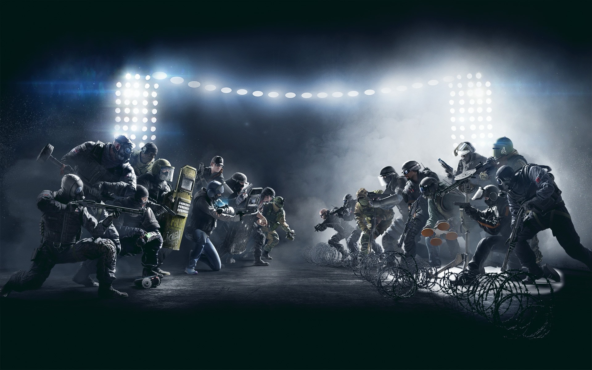 Rainbow Six Siege operators in a stadium setting HD Wallpaper