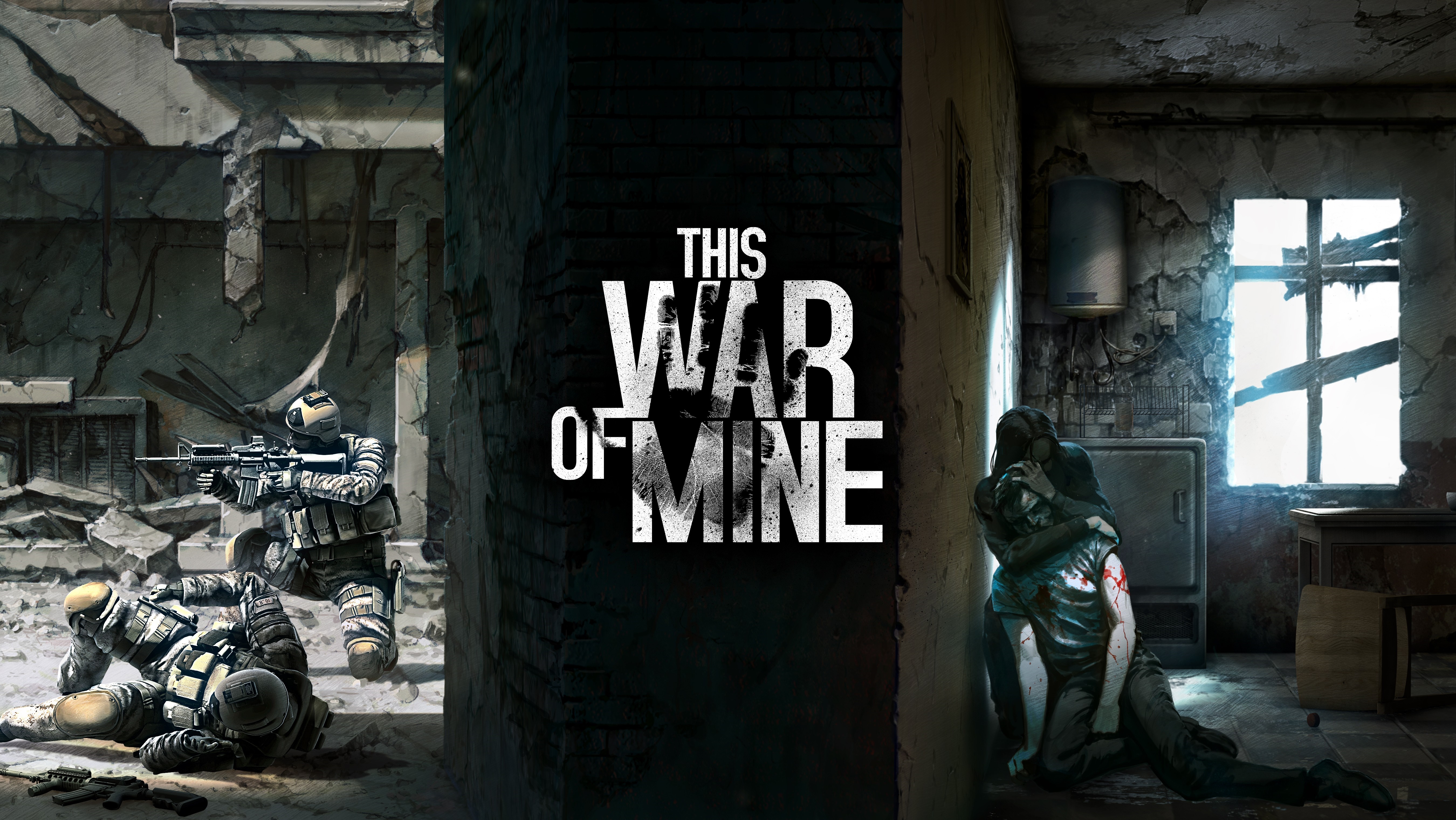 This War of Mine game art with soldiers and civilians HD Wallpaper