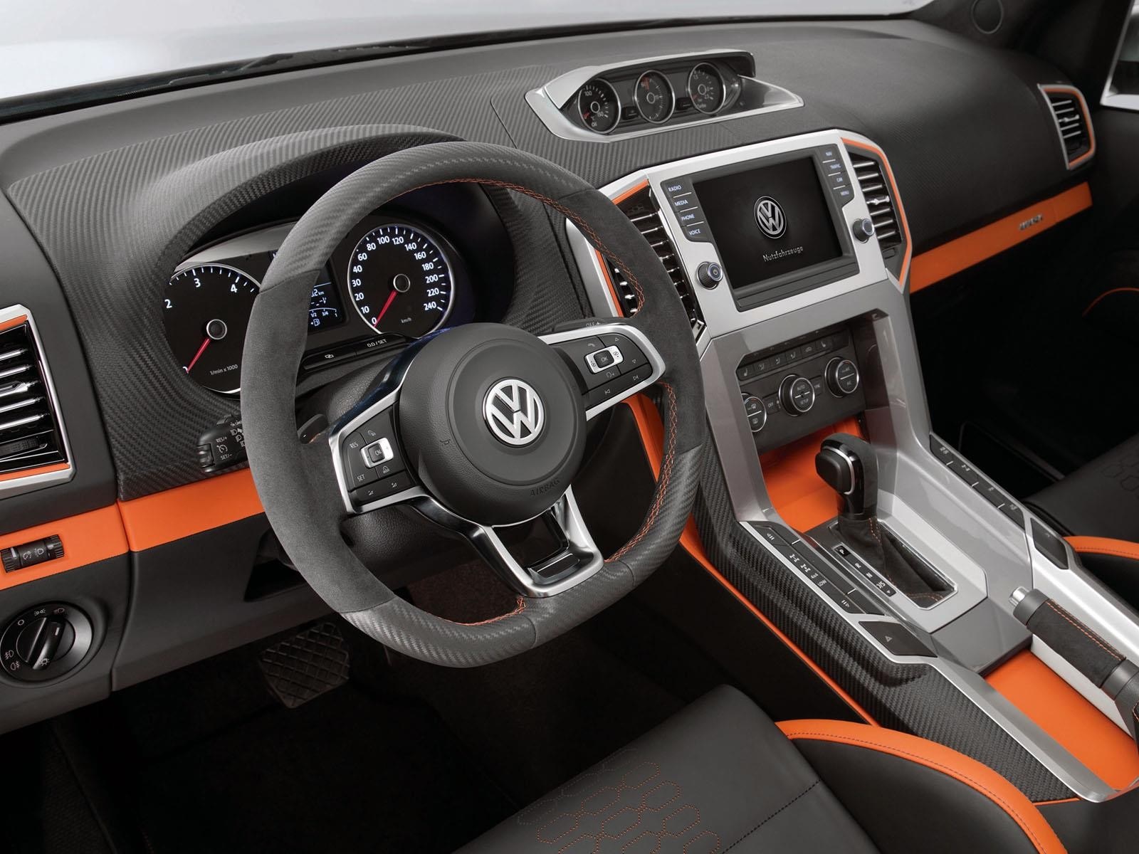 Volkswagen Amarok interior with orange accents HD Wallpaper