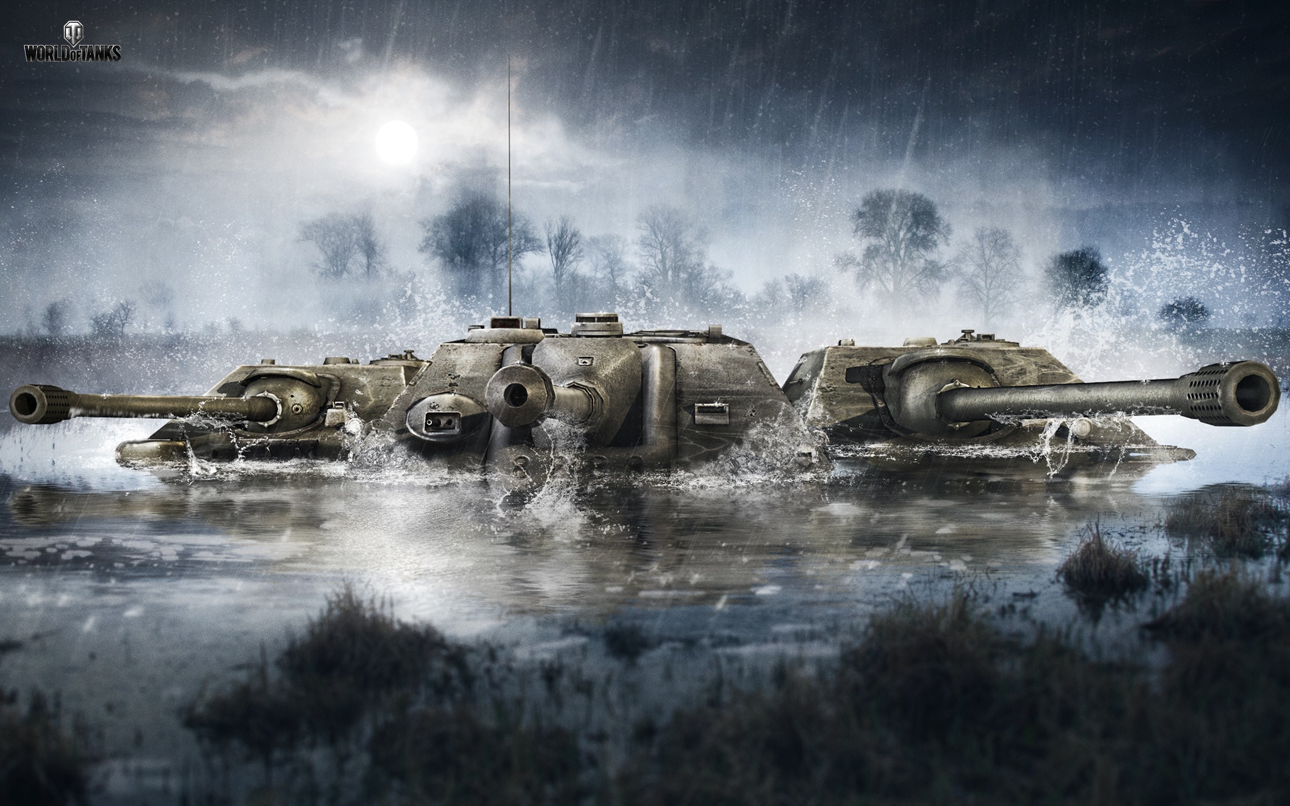 World of Tanks screenshot of tanks in rain HD Wallpaper