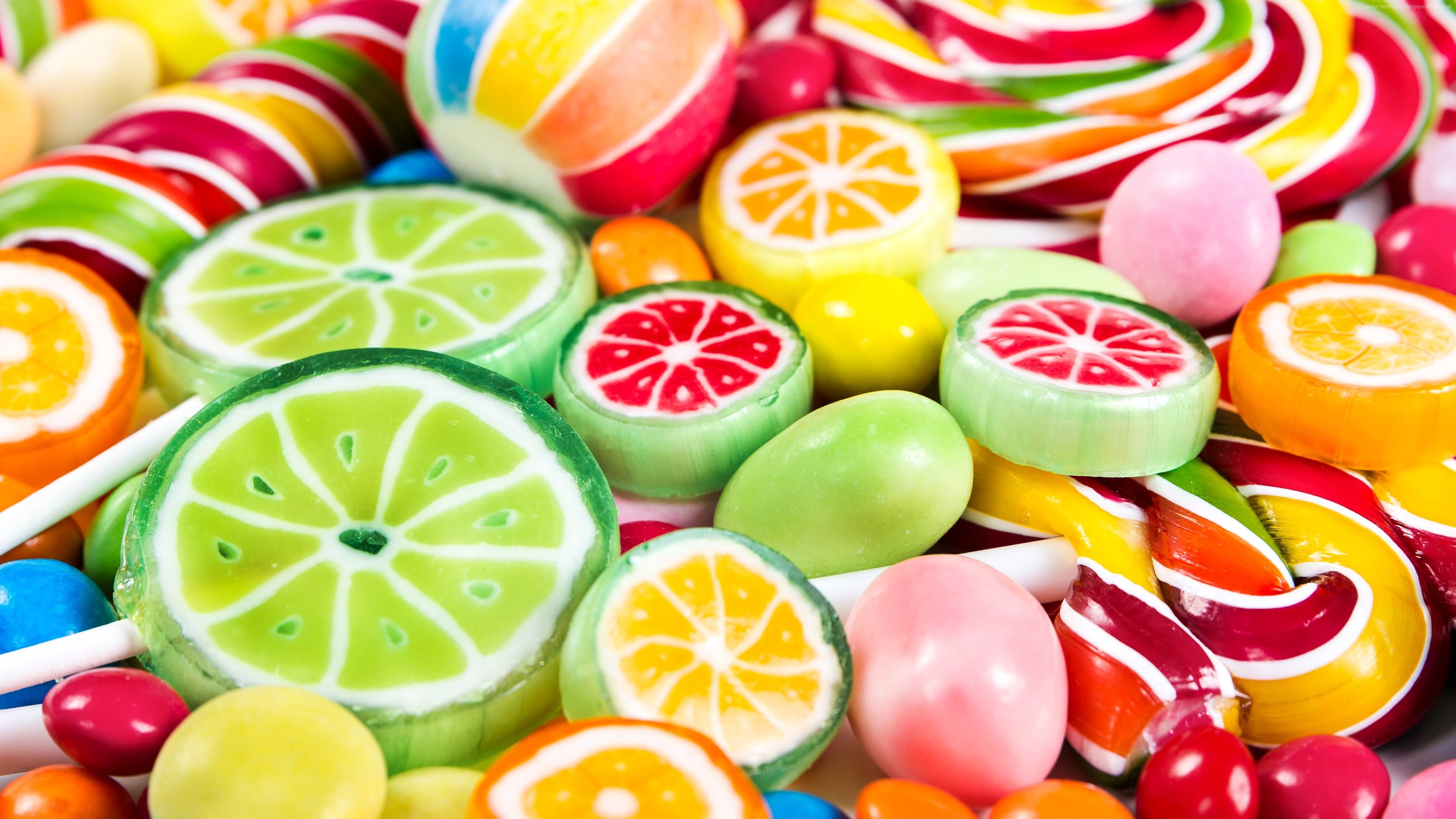 Colorful candies and lollipops HD Wallpaper