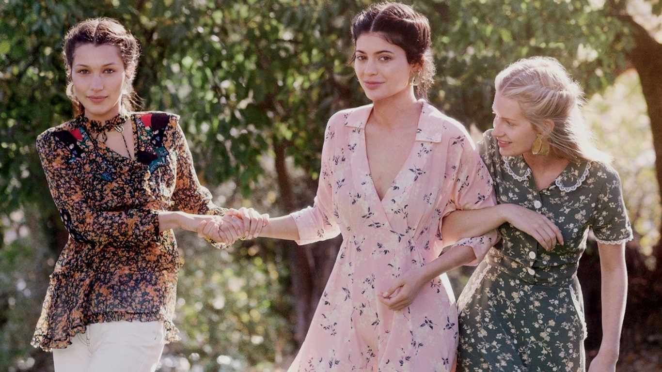 Bella Hadid, Kylie Jenner, and Lottie Moss in floral dresses HD Wallpaper