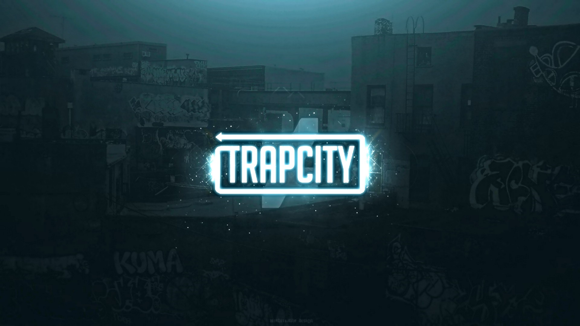 TRAPCITY logo with urban background HD Wallpaper