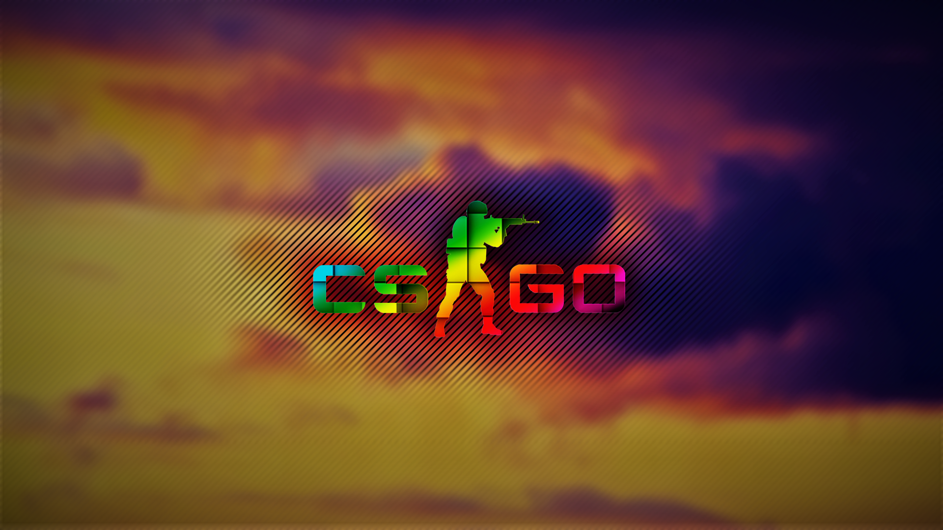 CS:GO logo with rainbow colors and soldier silhouette HD Wallpaper