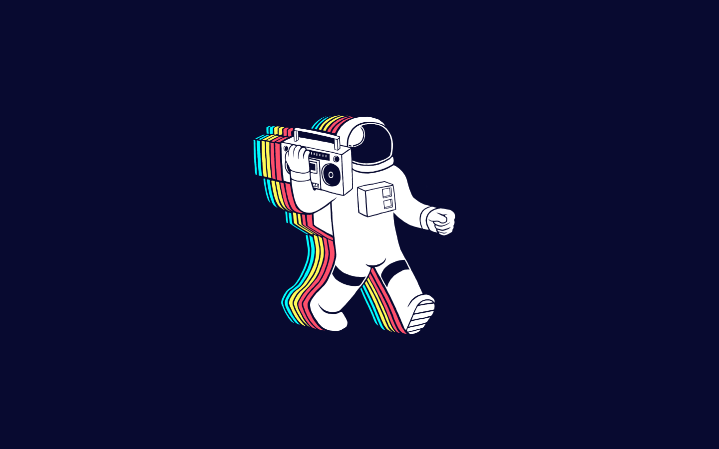 Astronaut with a boombox and colorful trails HD Wallpaper