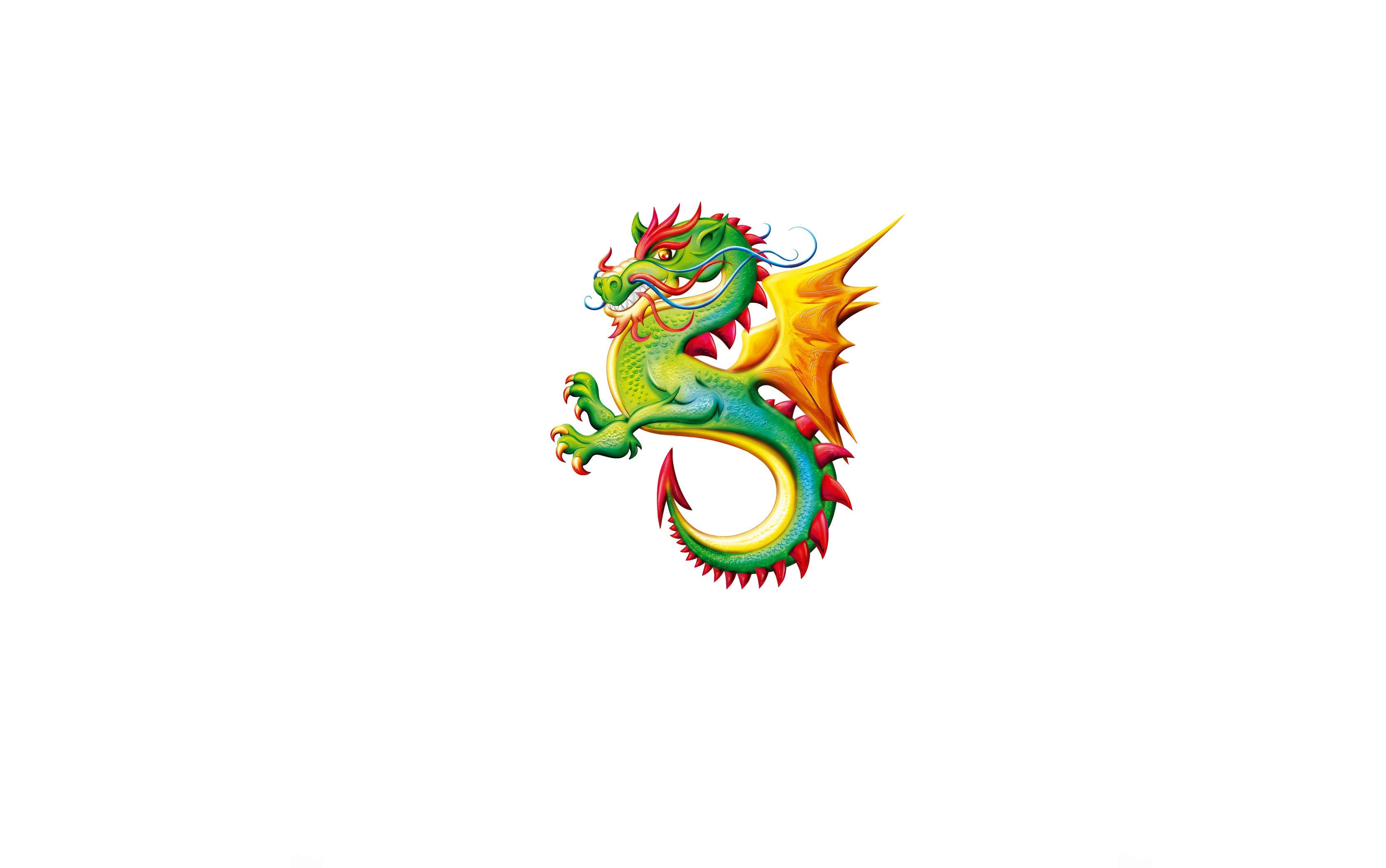 Green cartoon dragon with orange wings HD Wallpaper