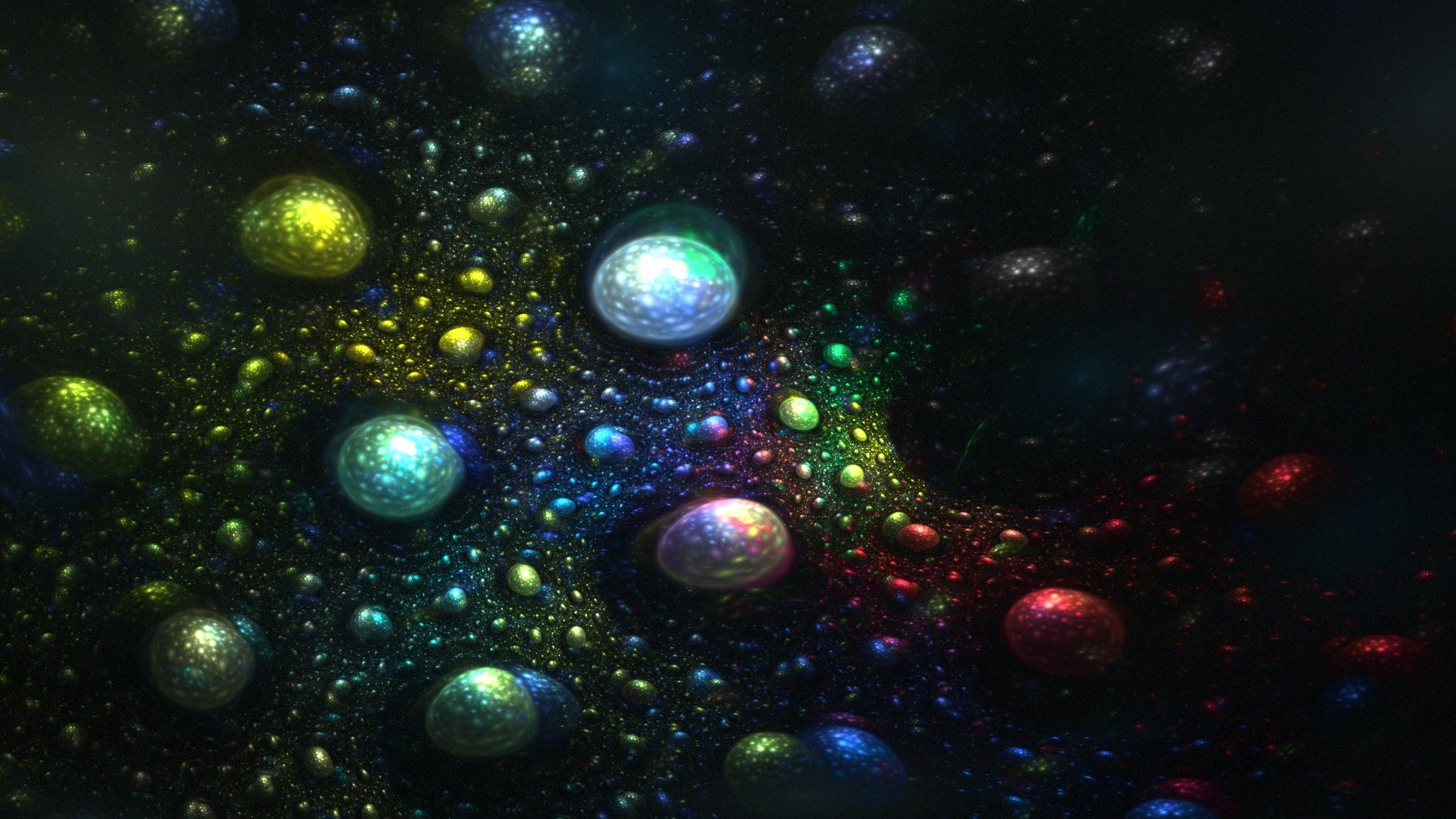 Abstract fractal spheres in a colorful galaxy HD Wallpaper