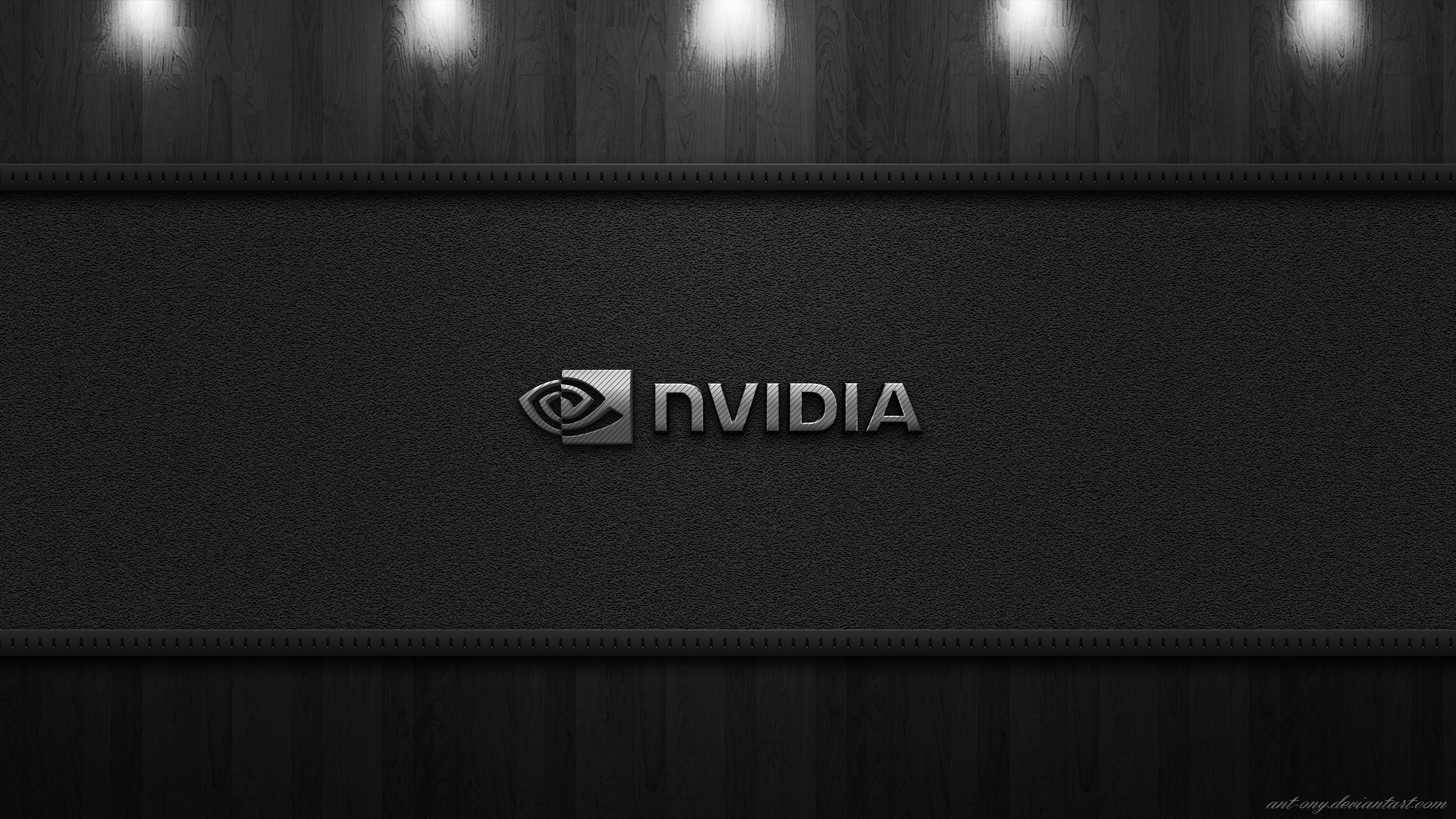 Nvidia logo on a textured black background HD Wallpaper