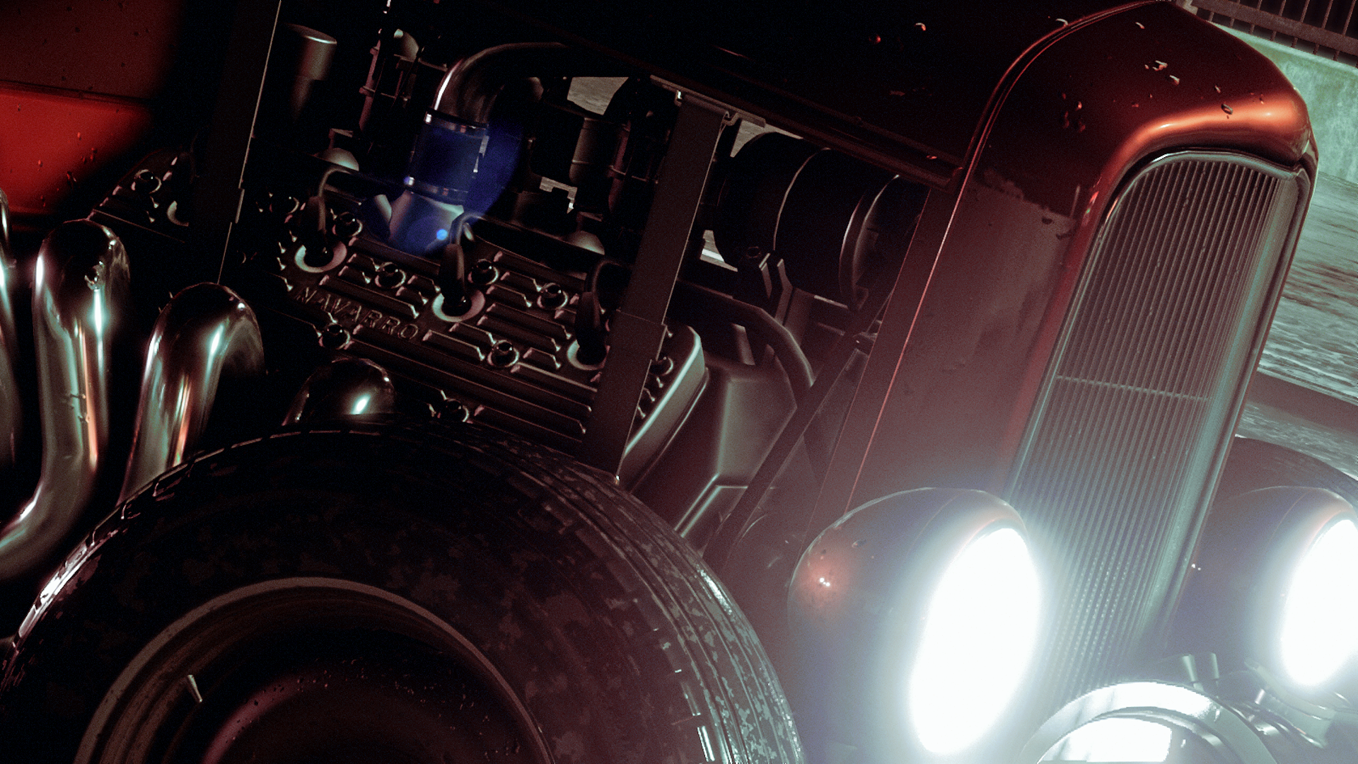 Hot Rod car engine and wheel HD Wallpaper