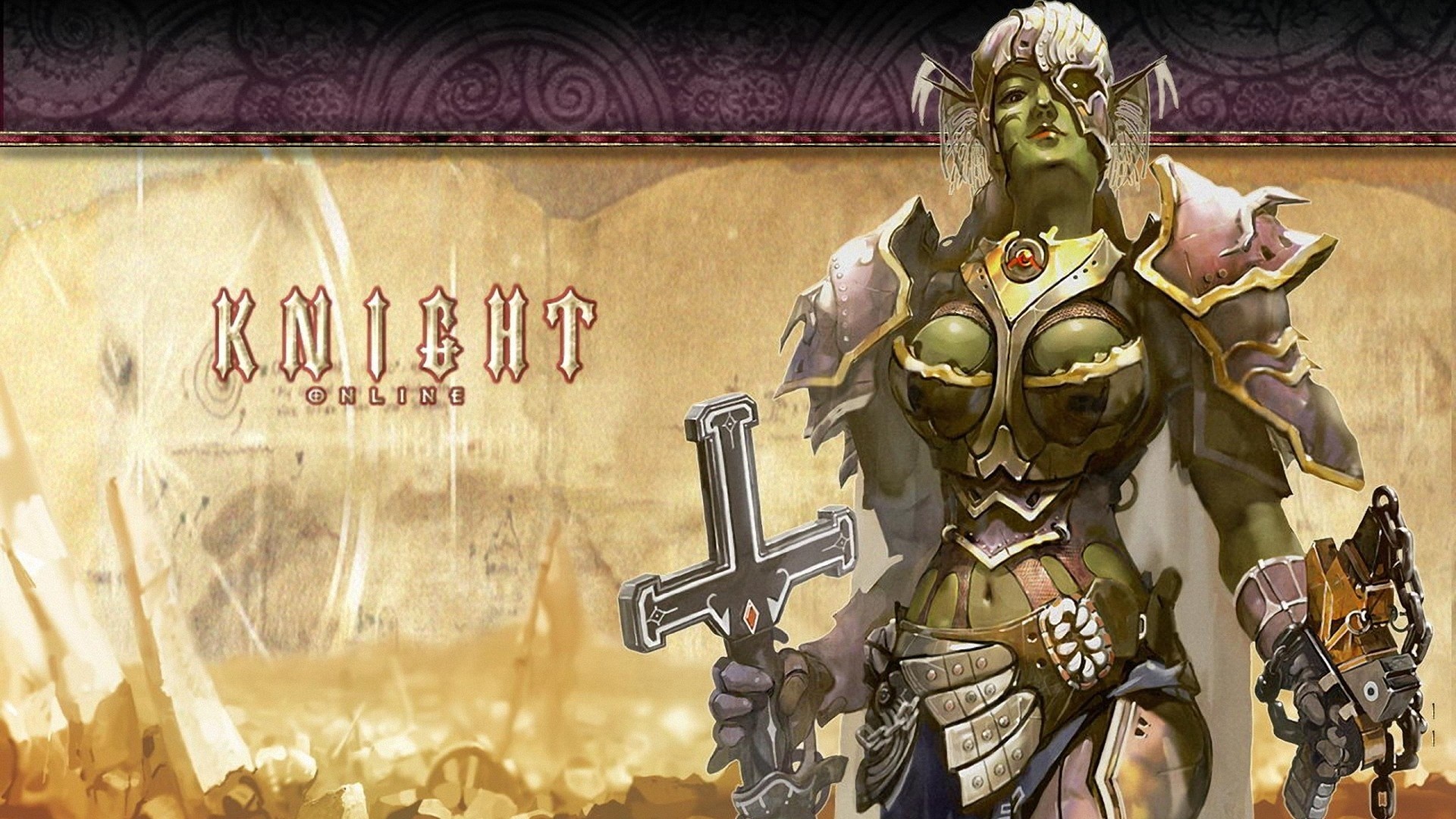 Orc Warrior with Cross Sword from Knight Online HD Wallpaper