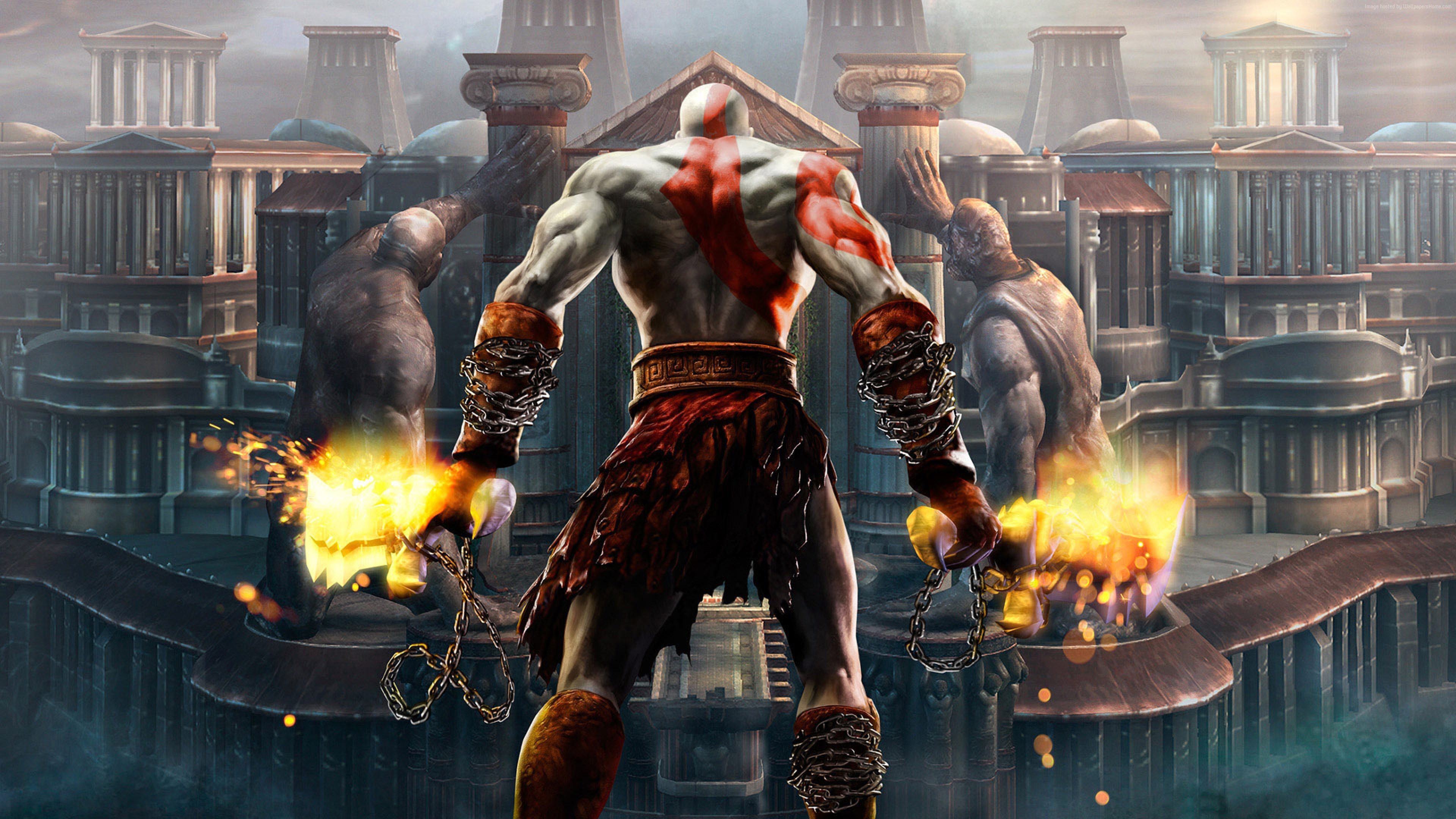 Kratos from God of War with Blades of Chaos HD Wallpaper
