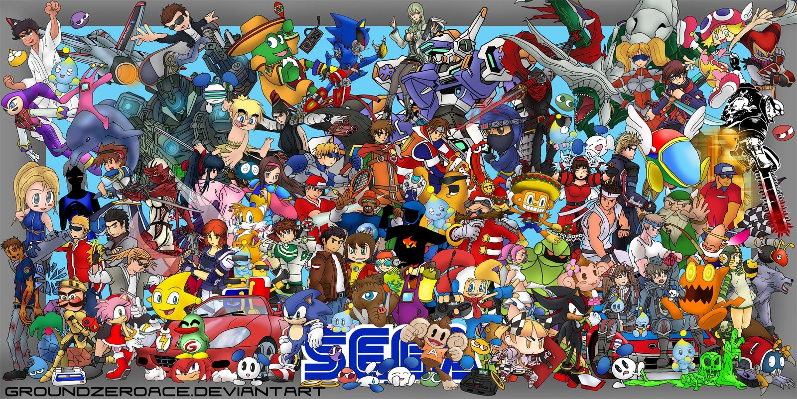 Sega Crossover: Characters from various Sega franchises HD Wallpaper