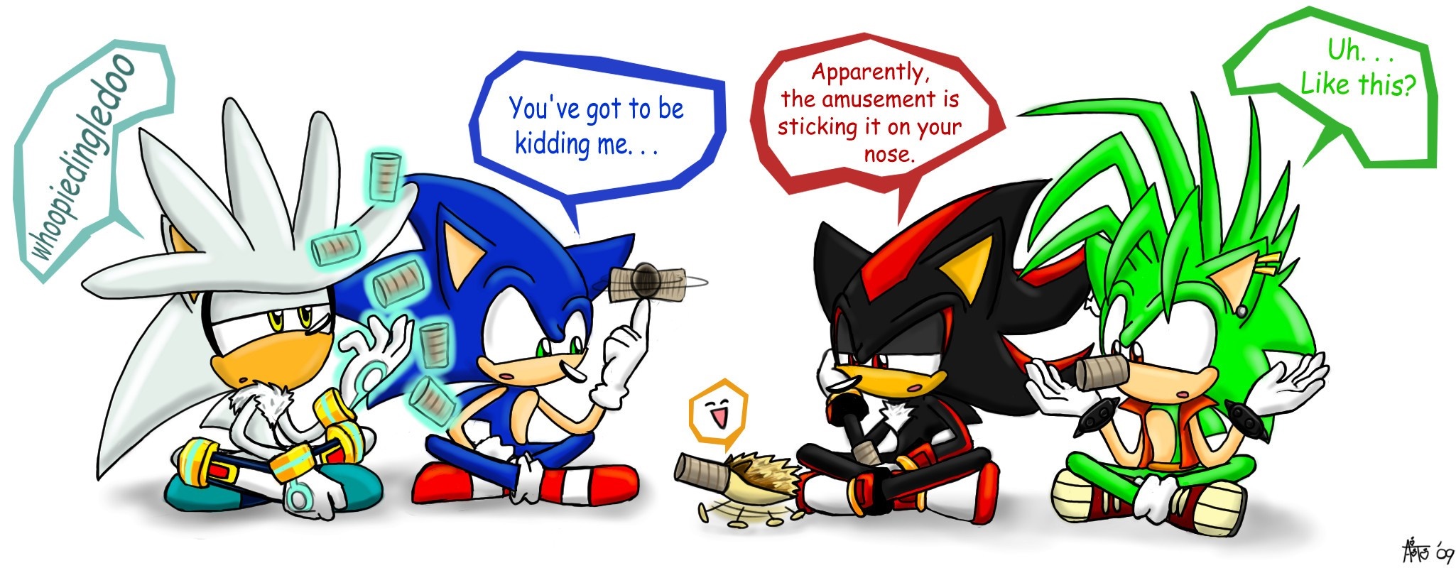 Sonic and Friends Playfully Interacting Cartoon Illustration HD Wallpaper