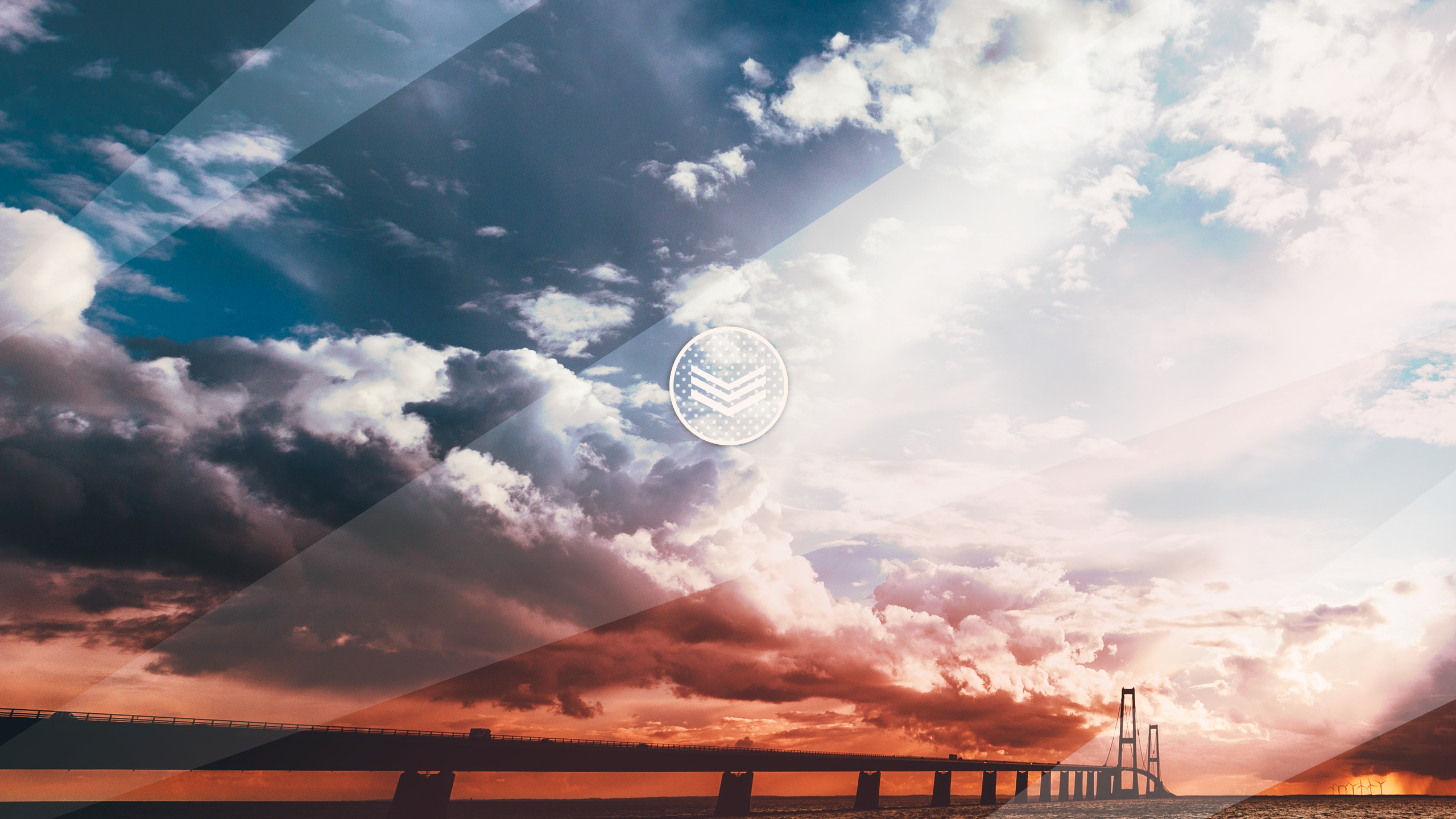 Bridge over water at sunset with clouds HD Wallpaper