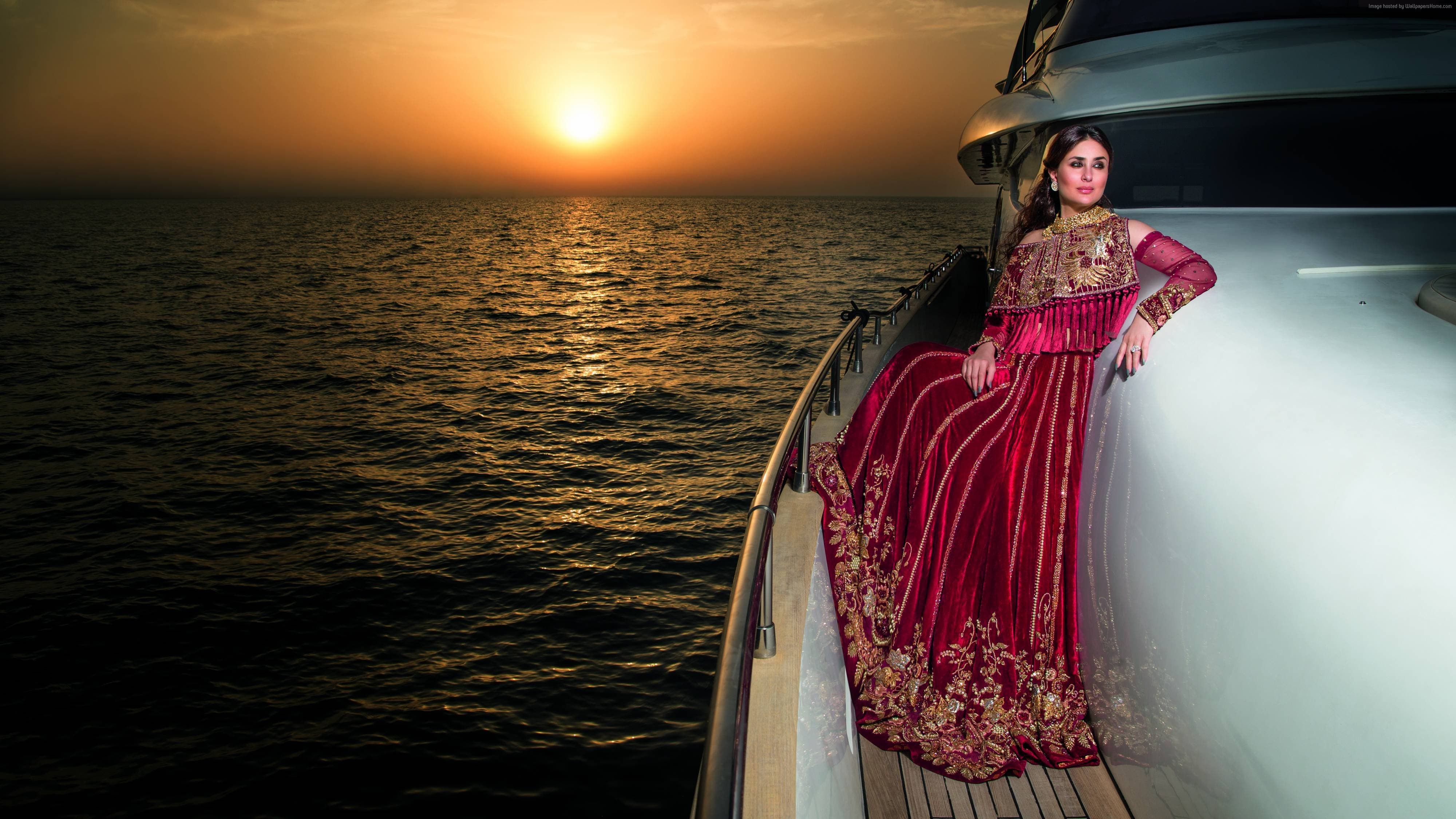 Kareena Kapoor on a Yacht at Sunset HD Wallpaper