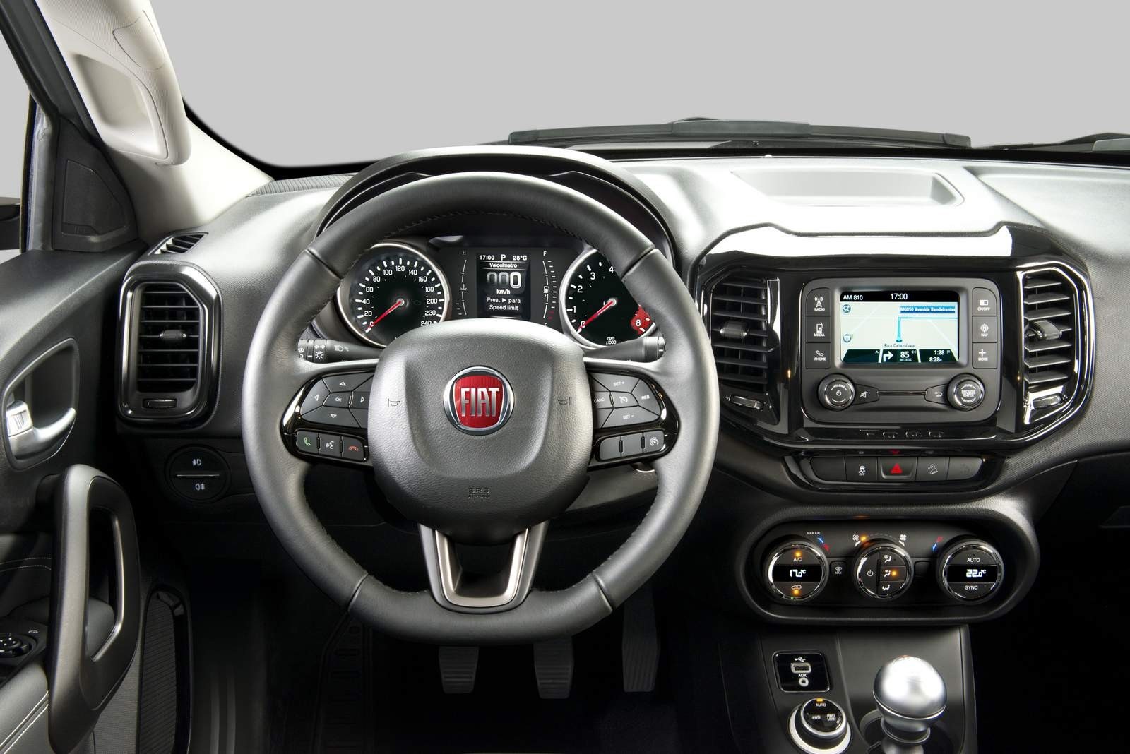 Fiat car interior with steering wheel and dashboard HD Wallpaper