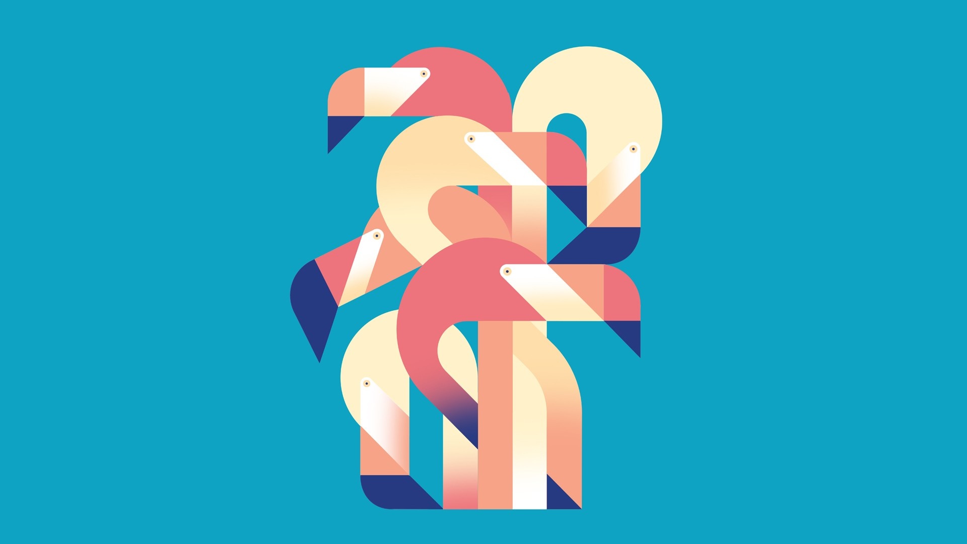 Abstract geometric flamingos illustration HD Wallpaper