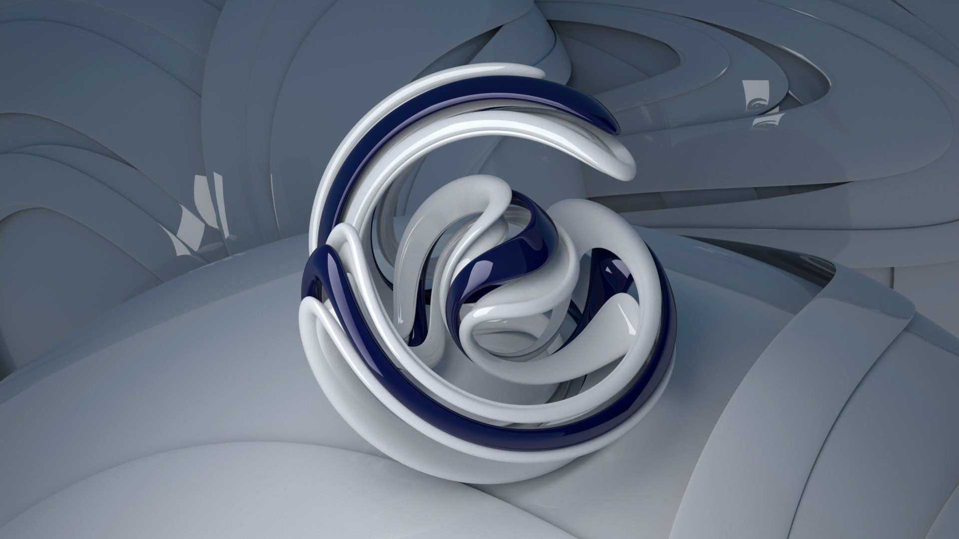 Abstract blue and white spiral shape HD Wallpaper
