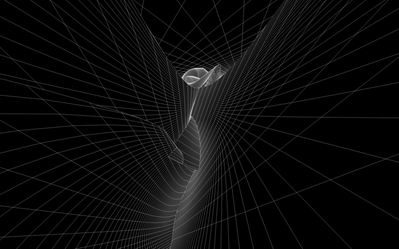 Abstract wireframe tunnel with swirling patterns HD Wallpaper