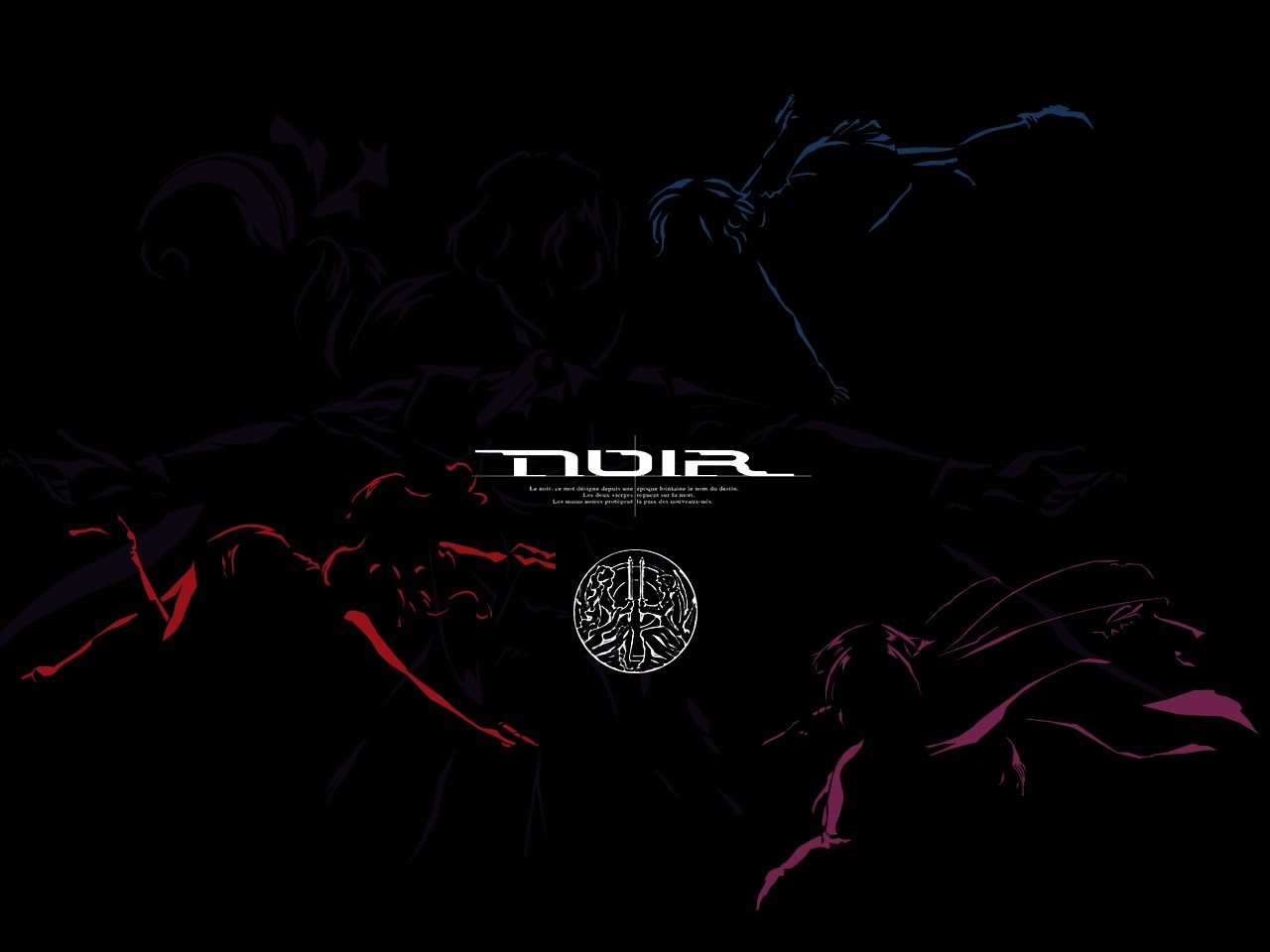Noir anime illustration with text HD Wallpaper