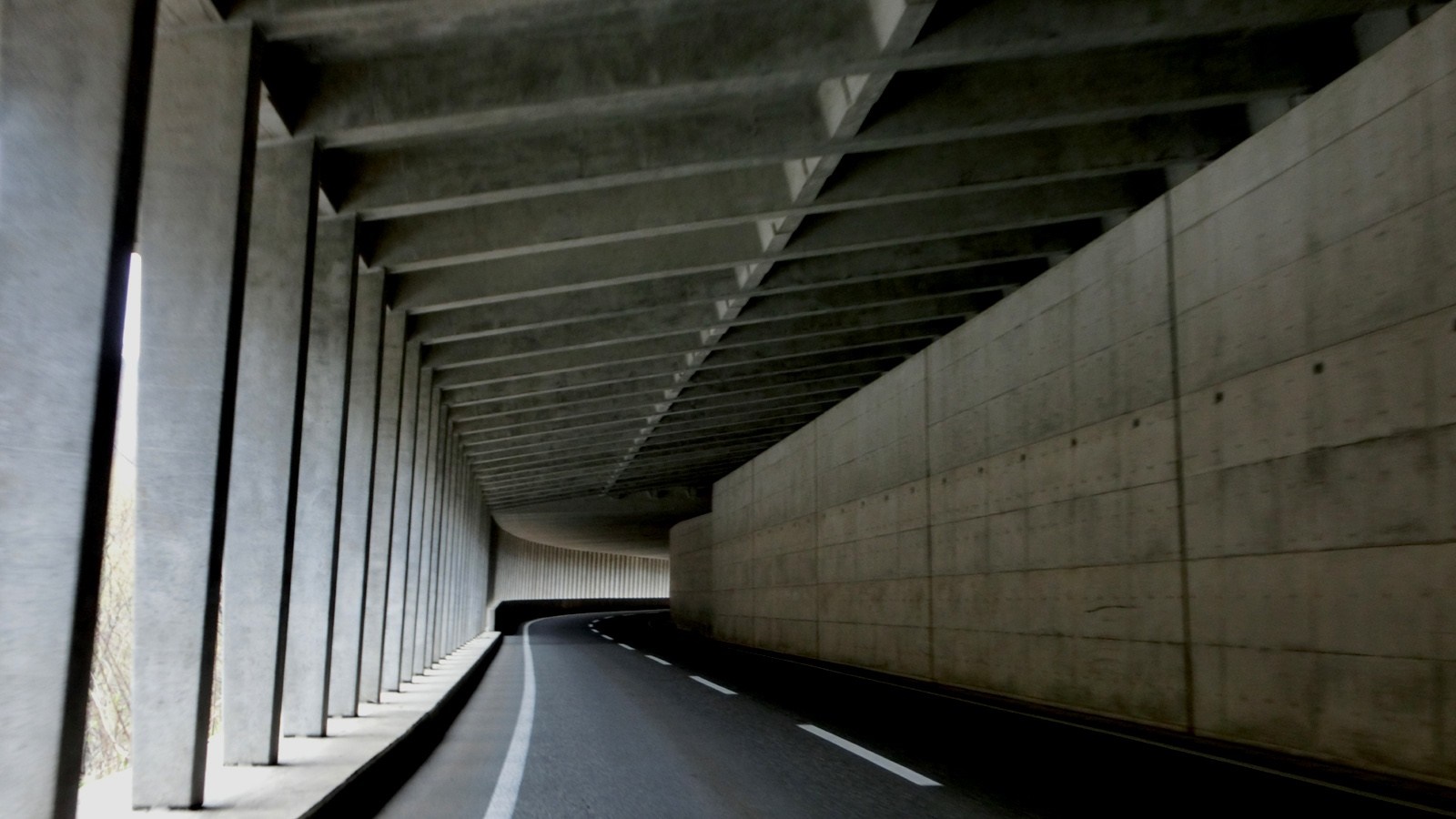 Concrete tunnel with road in Nagano Prefecture, Japan HD Wallpaper