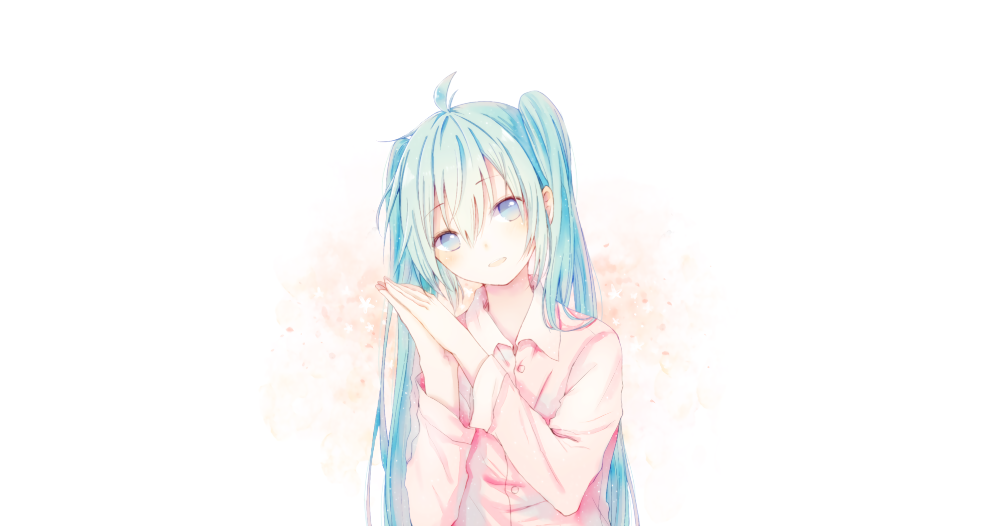 Hatsune Miku from Vocaloid with Aqua Hair HD Wallpaper