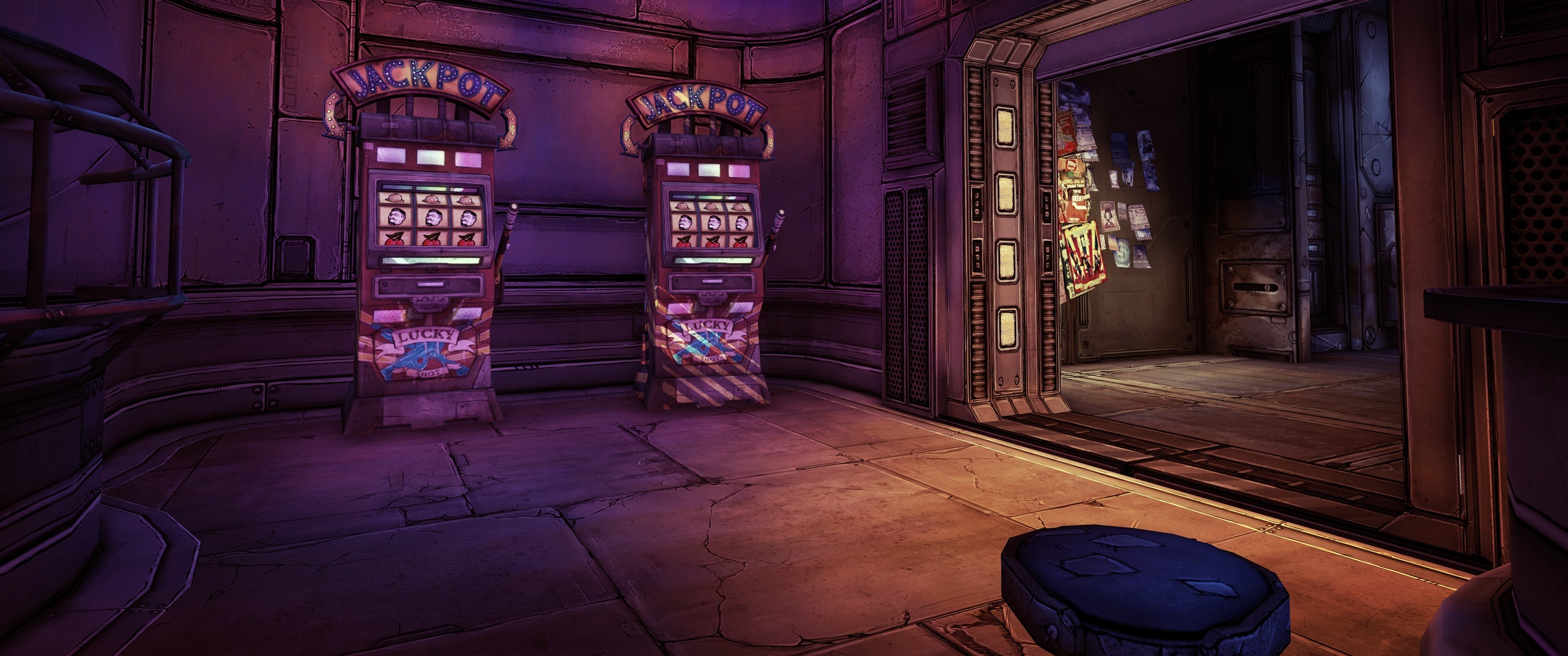 Slot machines in a dimly lit room from Borderlands: The Pre-Sequel HD Wallpaper