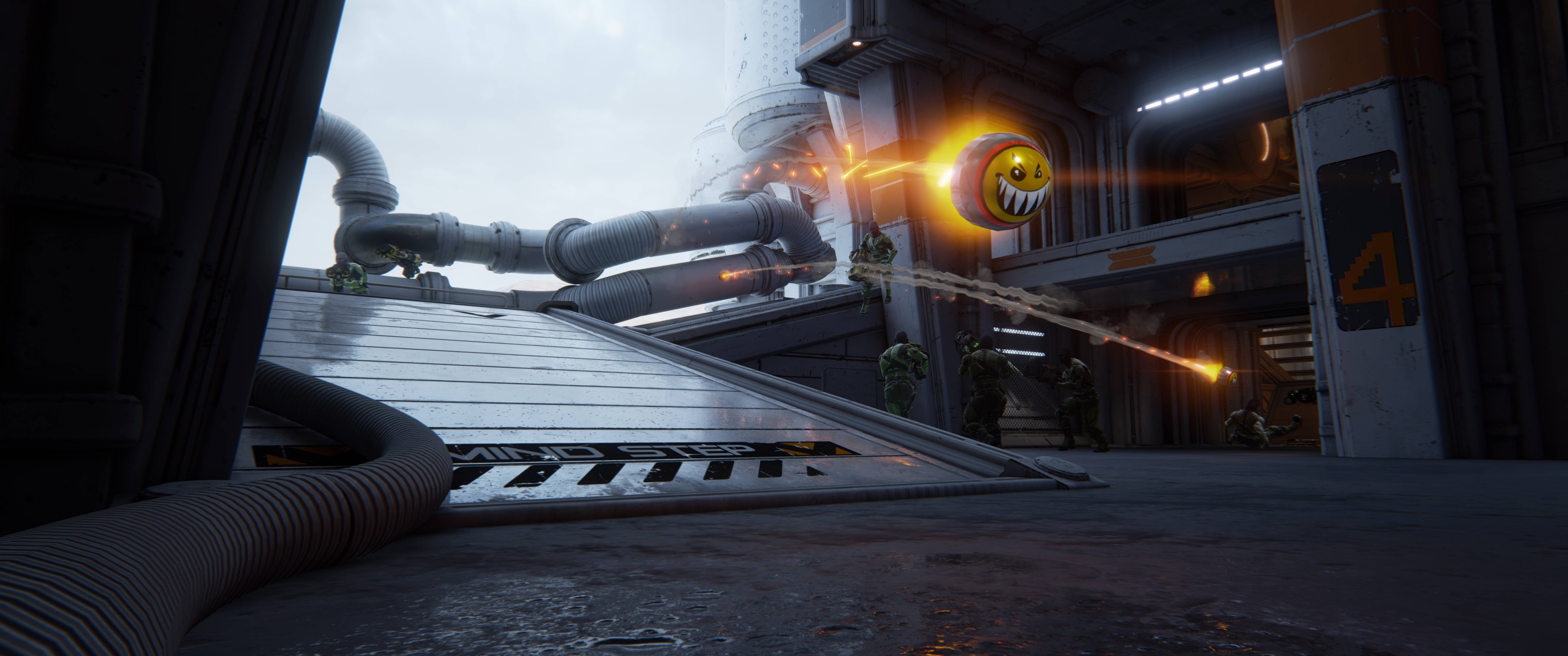 Video game screenshot with combat and a smiley bomb HD Wallpaper