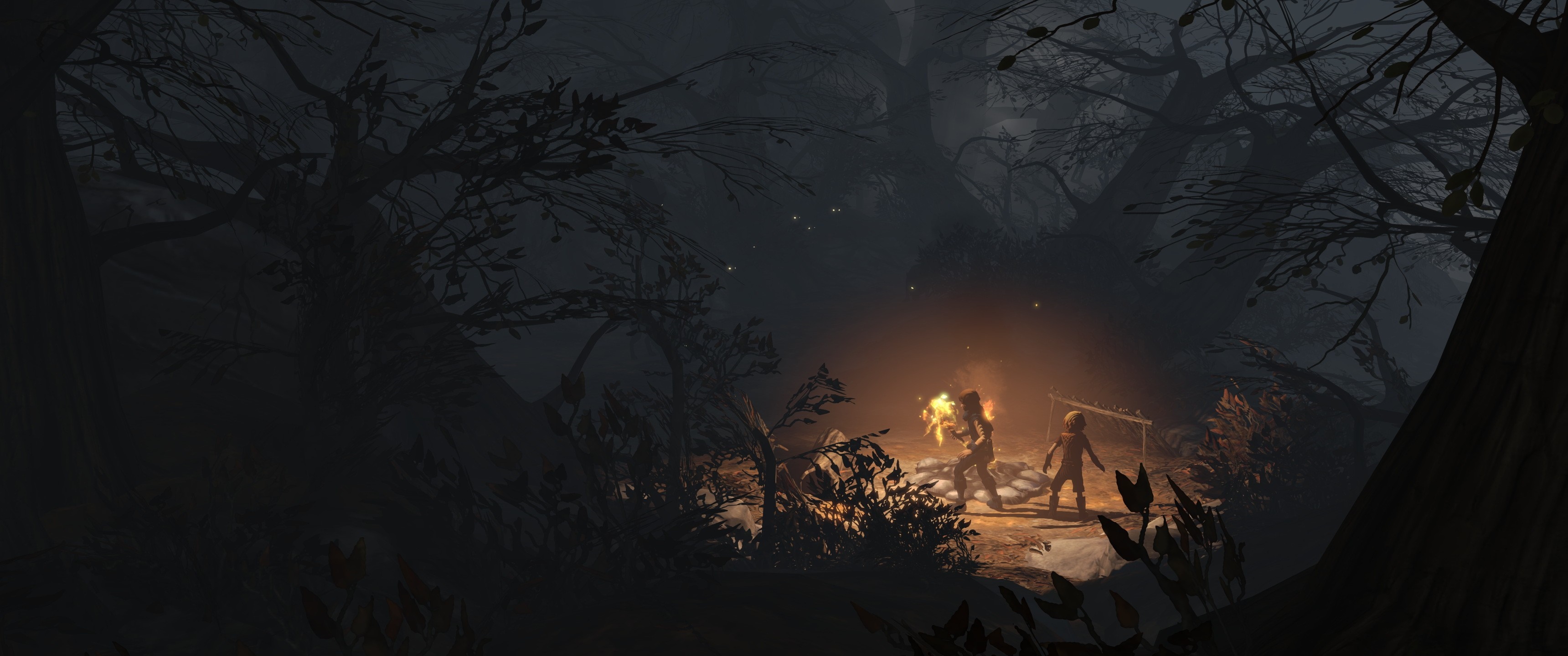 Brothers A Tale of Two Sons screenshot in a dark forest HD Wallpaper