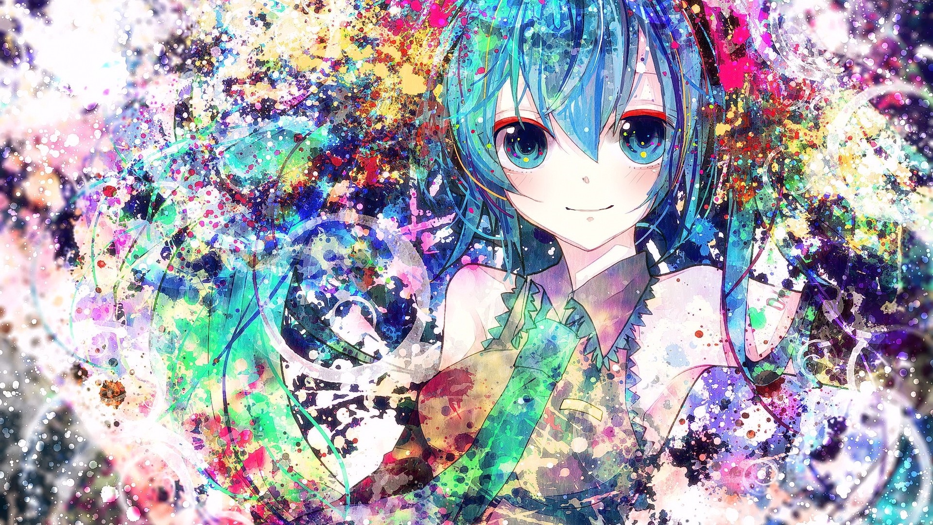 Hatsune Miku illustration with psychedelic art style HD Wallpaper