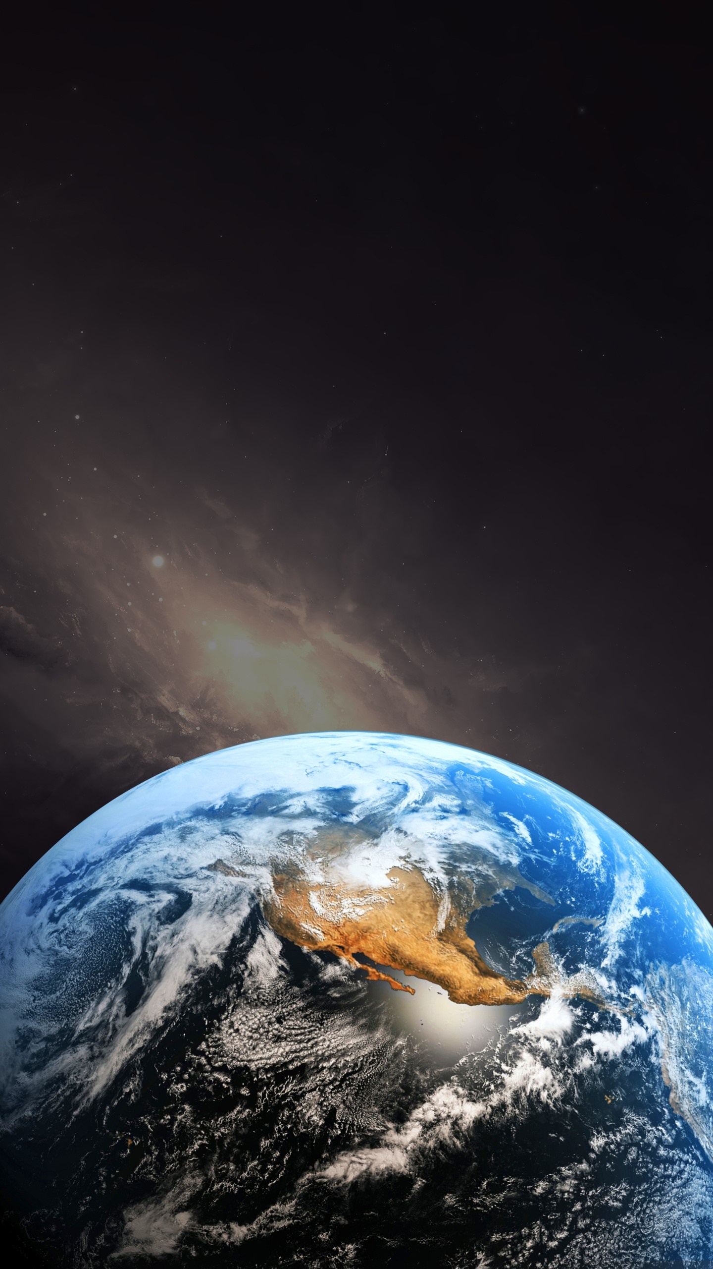 Earth from space with nebula and stars HD Wallpaper