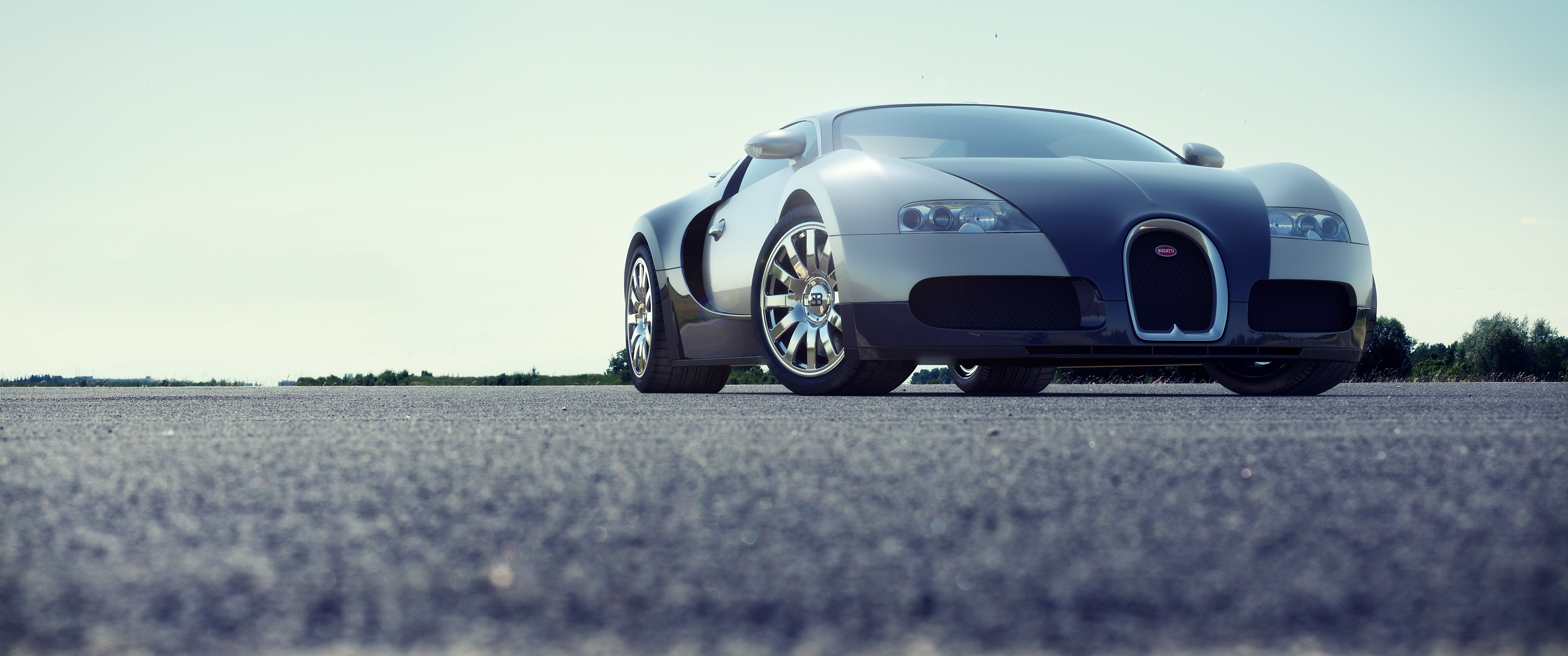 Bugatti Veyron sports car on asphalt road HD Wallpaper