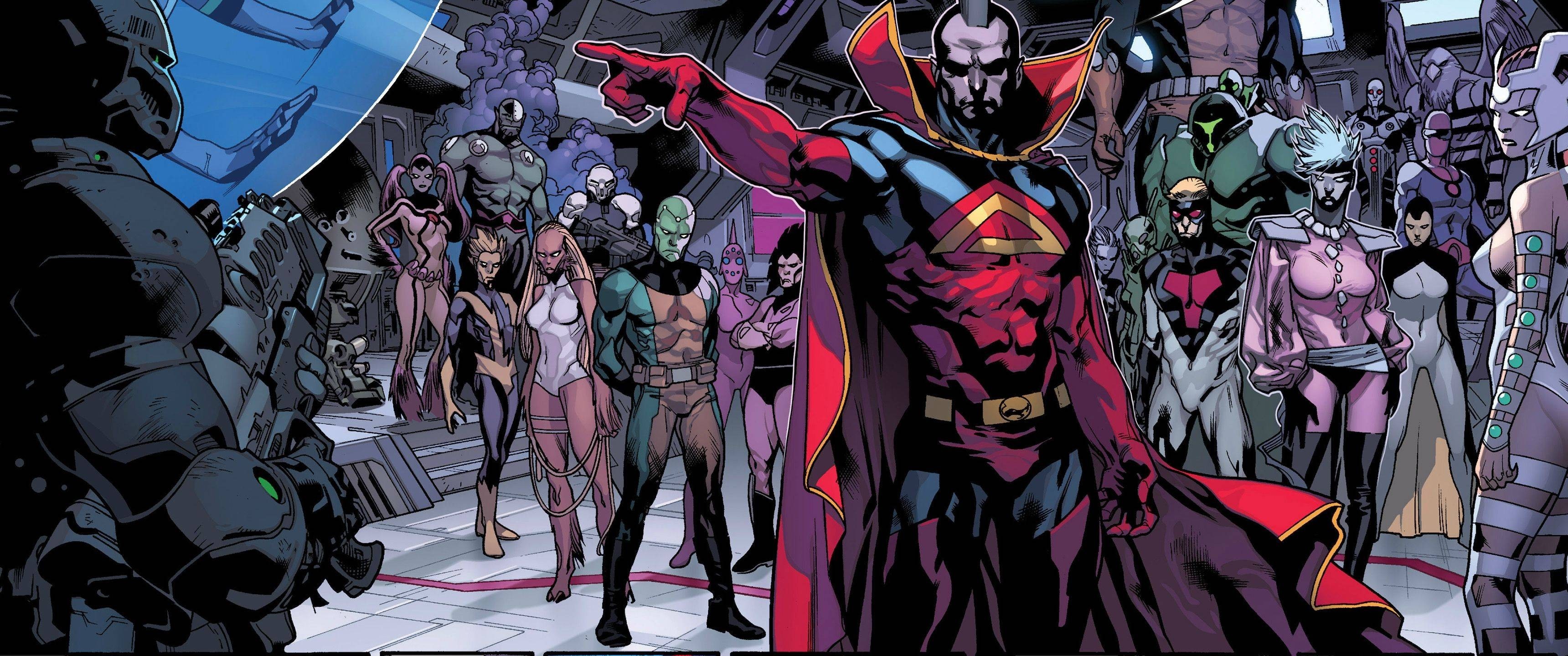 Supervillain group led by a man in a red cape HD Wallpaper