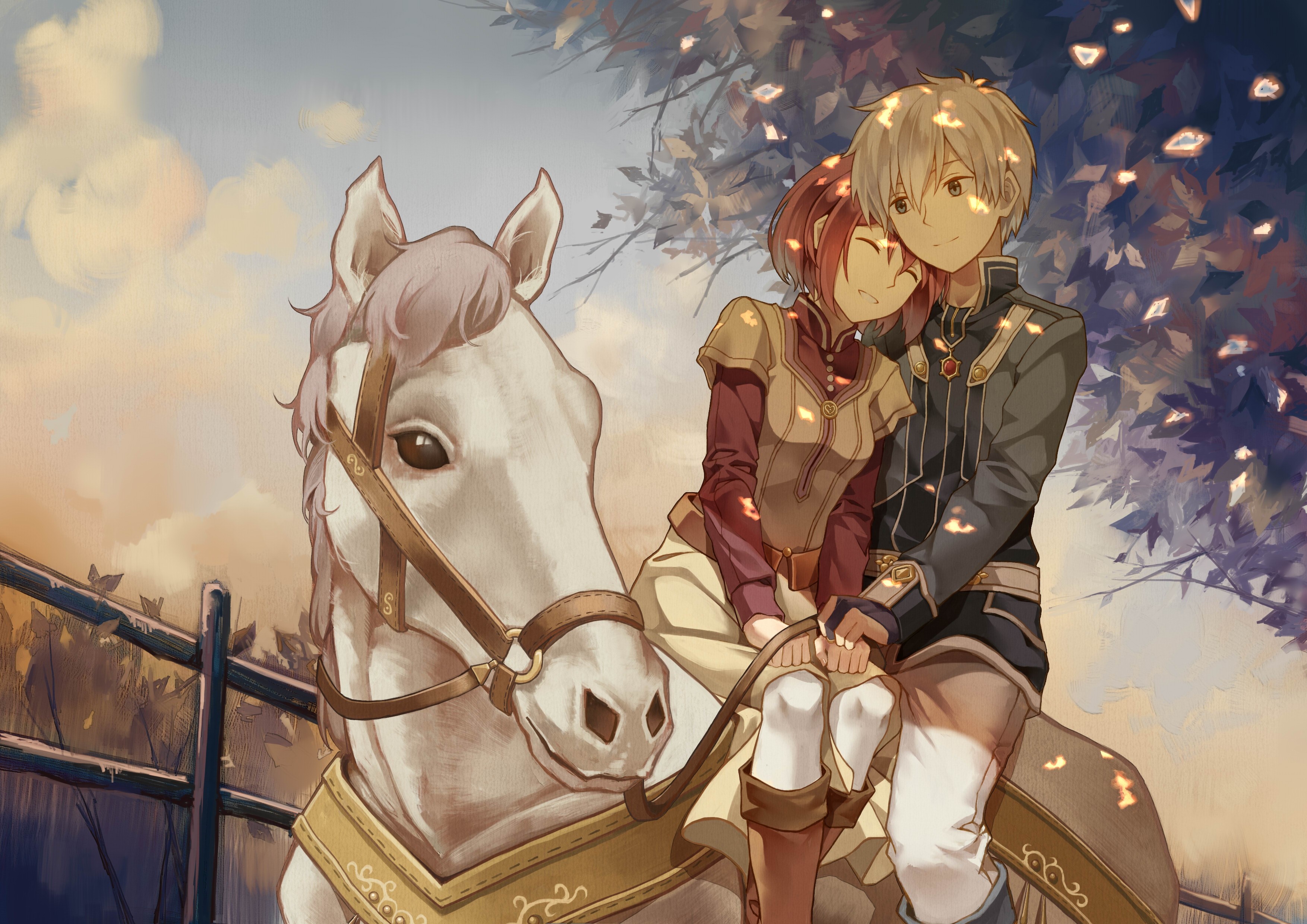Shirayuki and Zen Wistalia Clarines from Akagami no Shirayukihime riding a horse HD Wallpaper