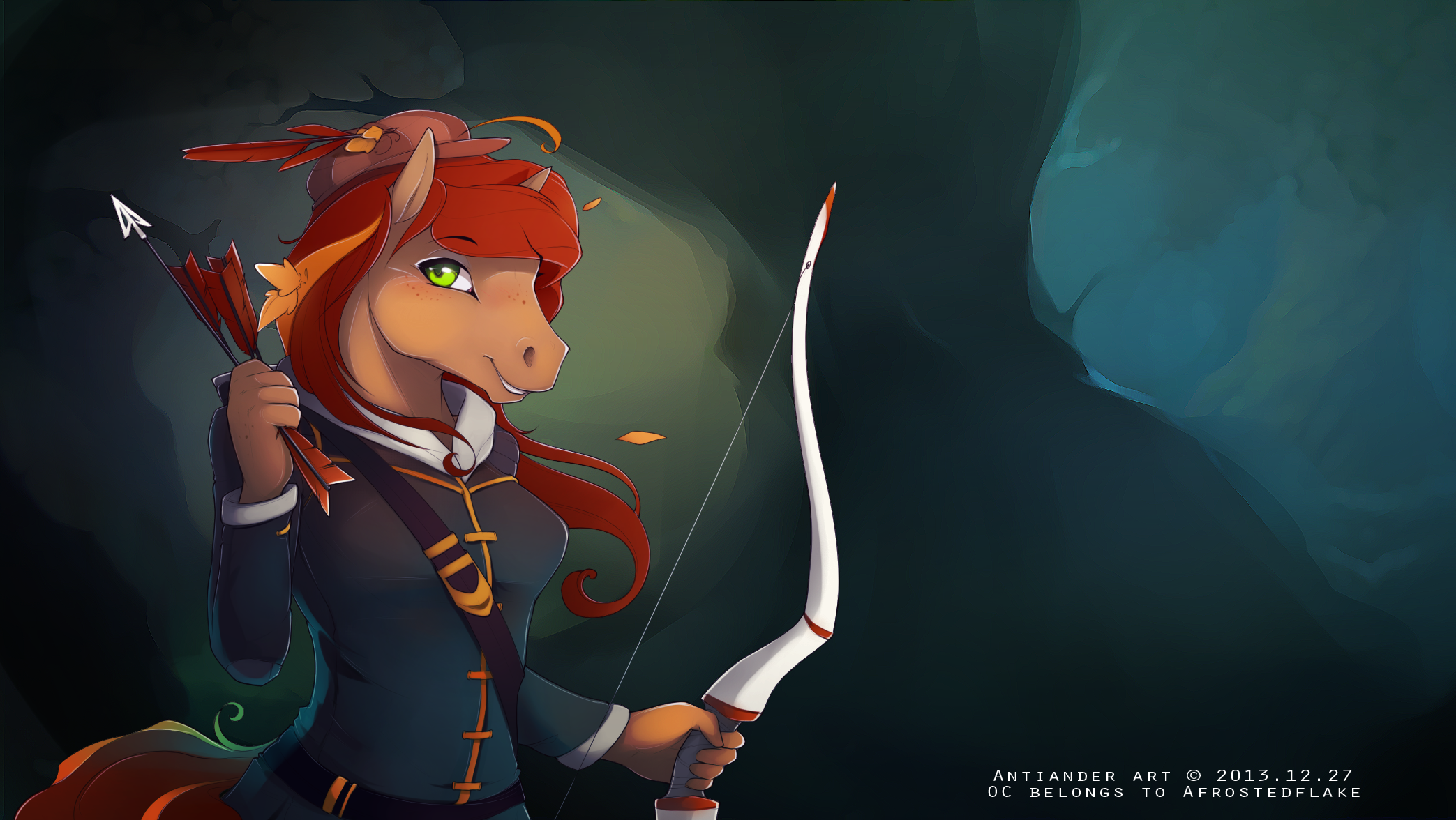 Anthro archer with bow and arrows HD Wallpaper