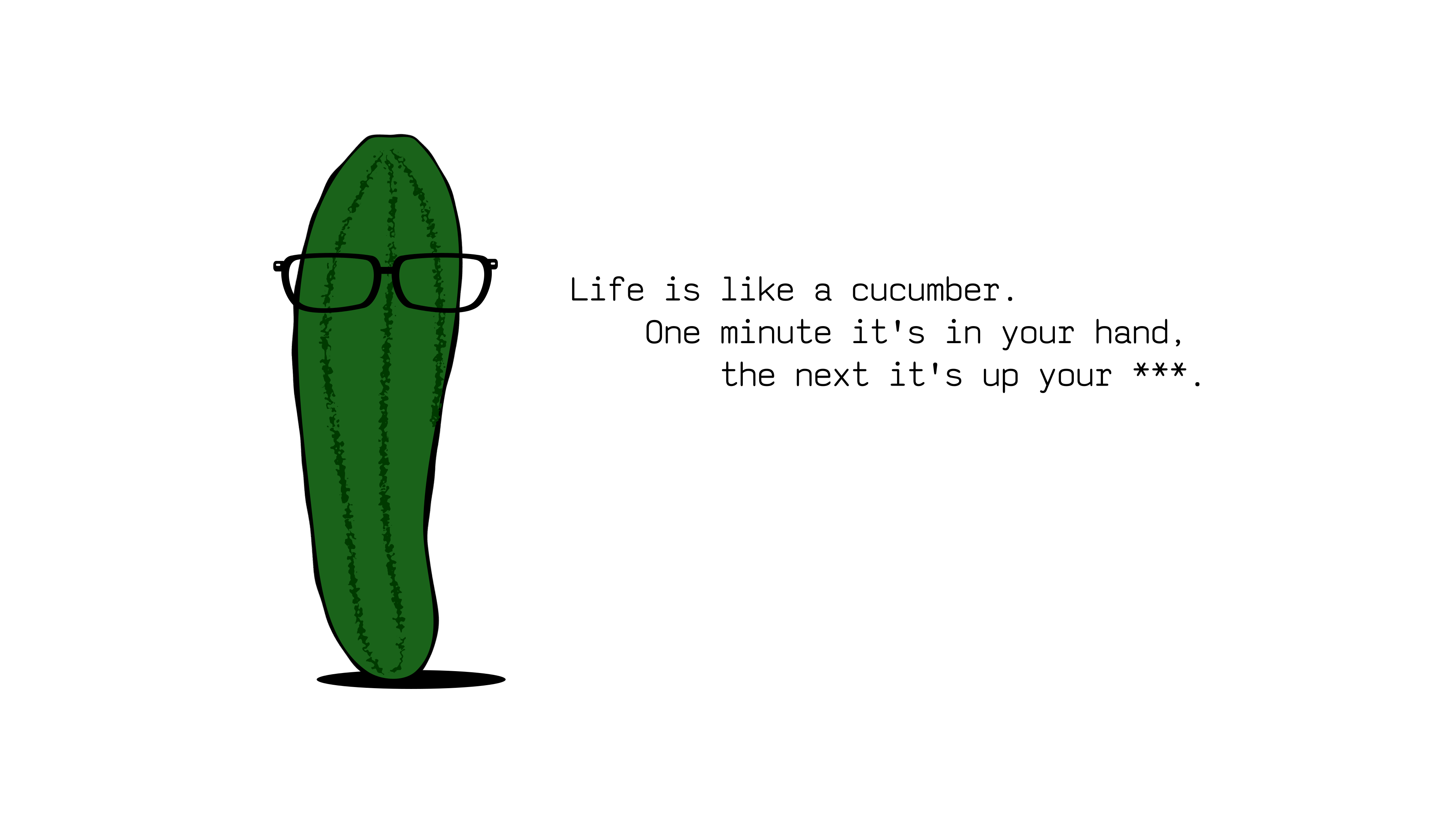 Cucumber wearing glasses with a quote HD Wallpaper