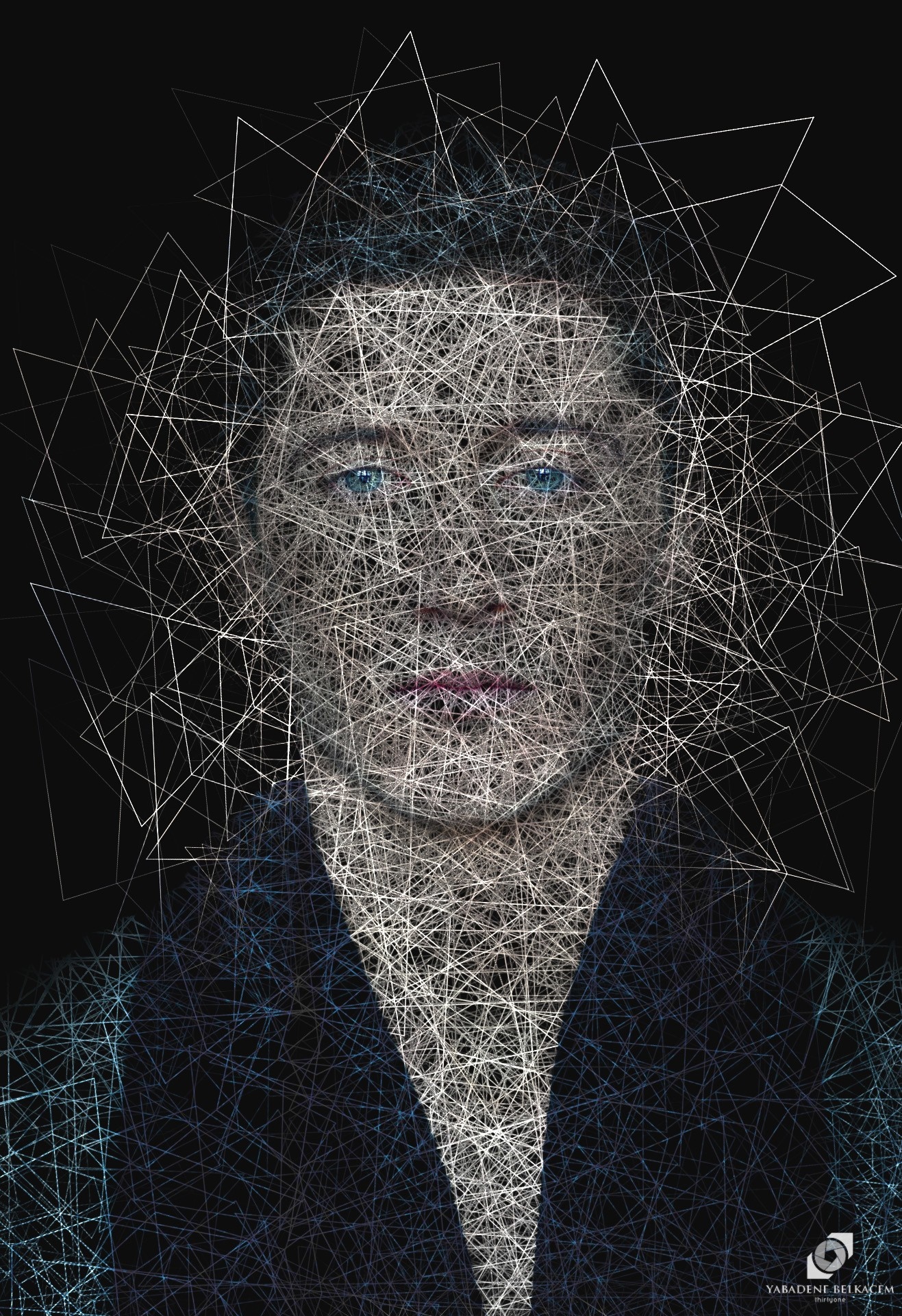 Robert Lewandowski portrait with geometric lines HD Wallpaper