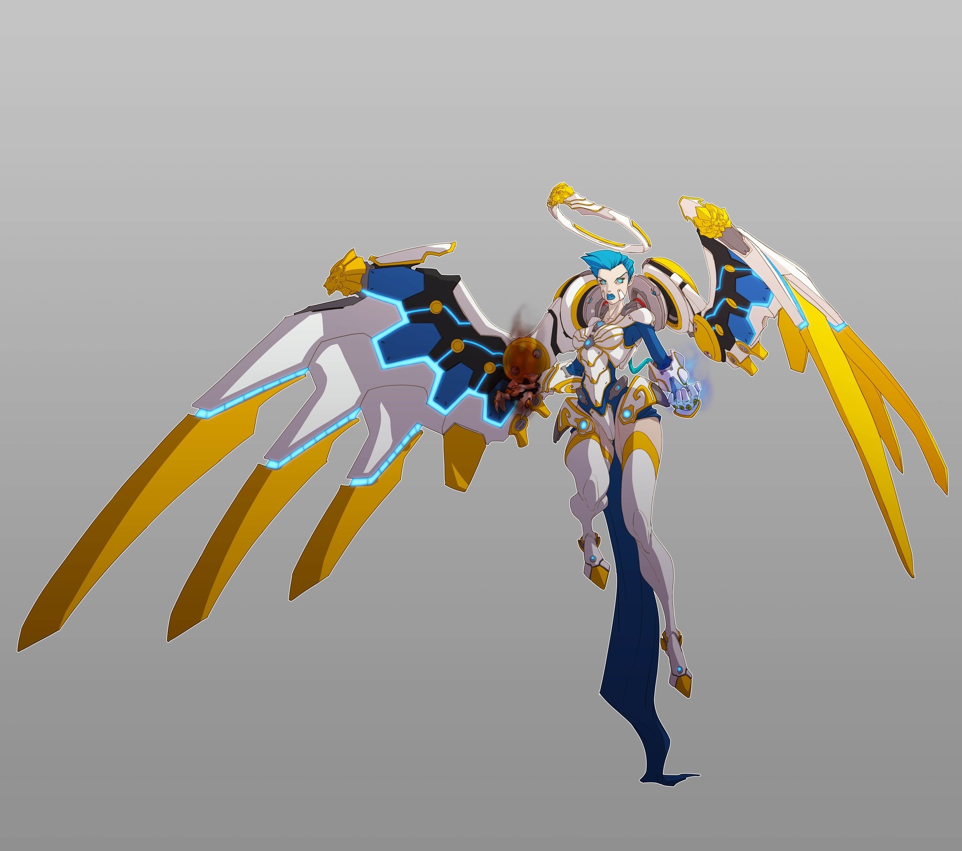 Angel warrior with mechanical wings from Duelyst HD Wallpaper