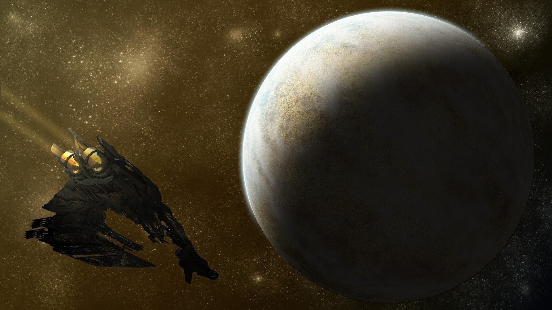 Spaceship near a planet in Star Citizen HD Wallpaper