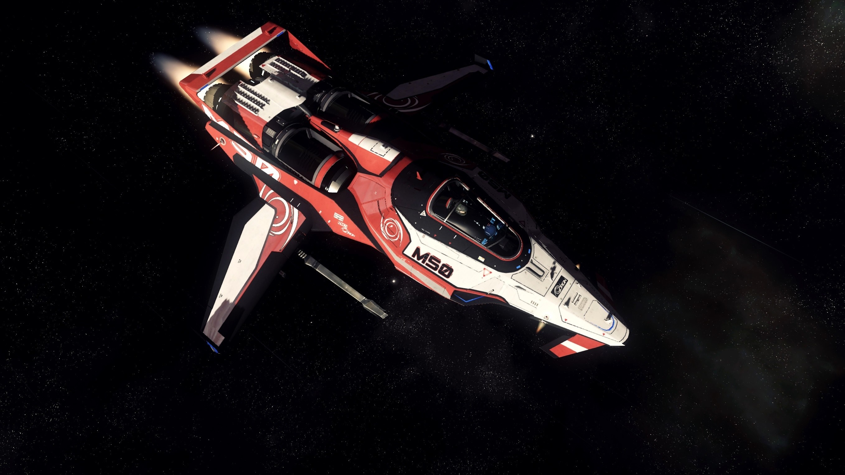 Red and white spacecraft in Star Citizen HD Wallpaper