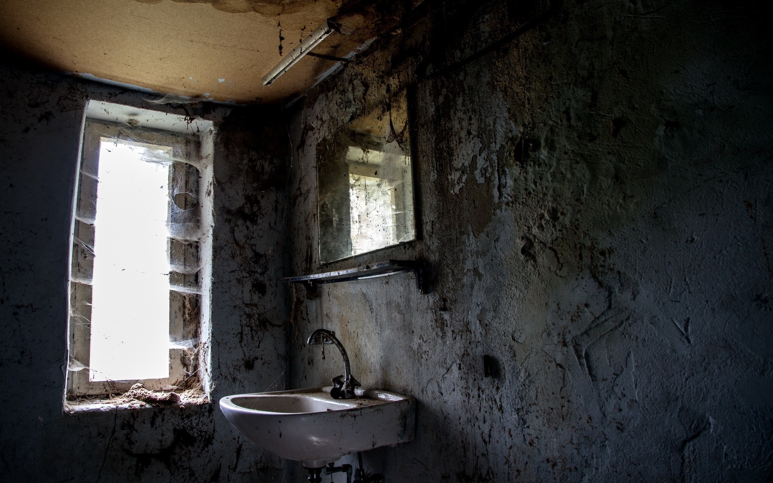 Abandoned bathroom with sink and window HD Wallpaper