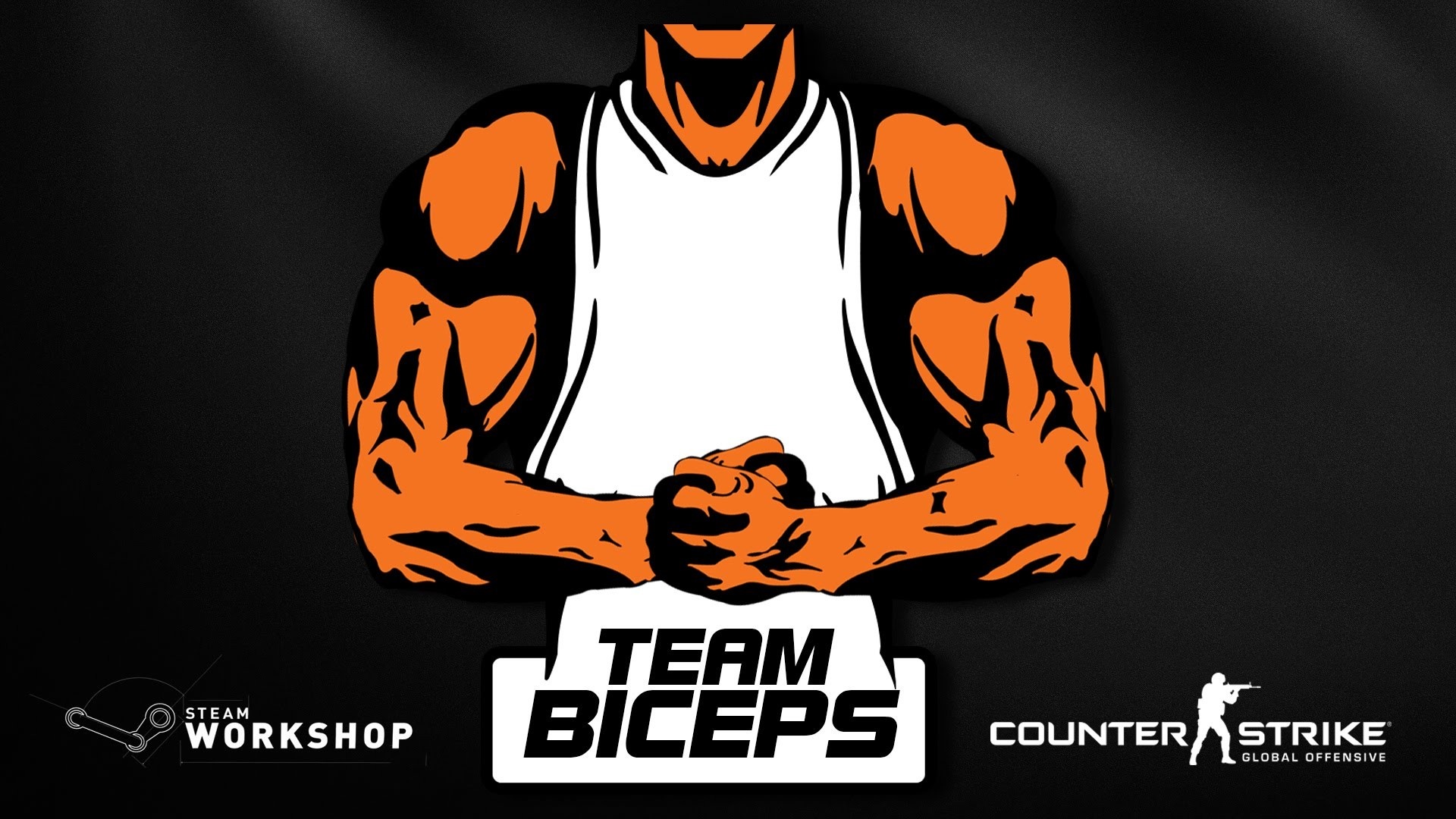 Team Biceps logo with Counter-Strike Global Offensive and Steam Workshop logos HD Wallpaper