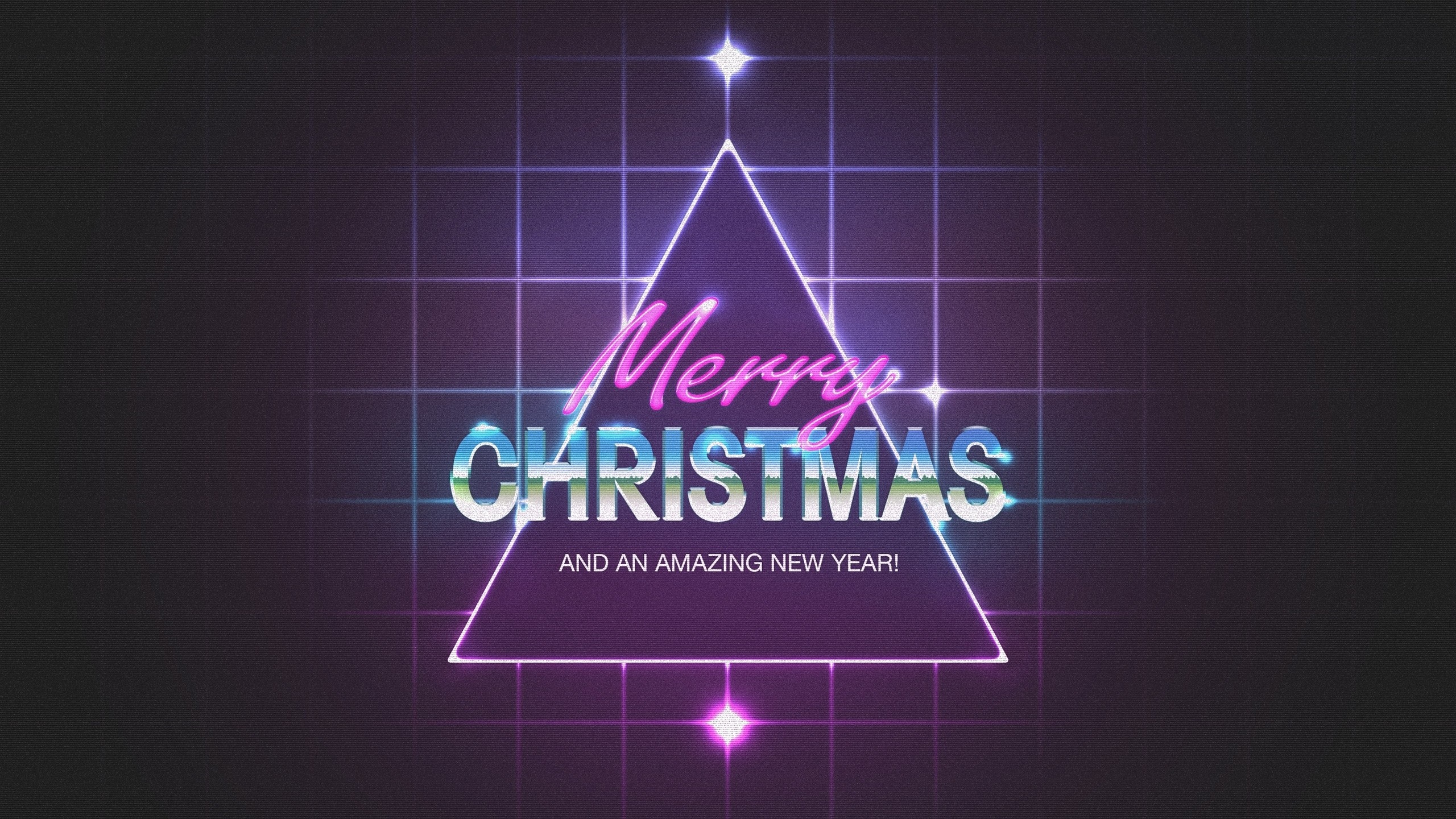 Merry Christmas and an Amazing New Year neon sign HD Wallpaper